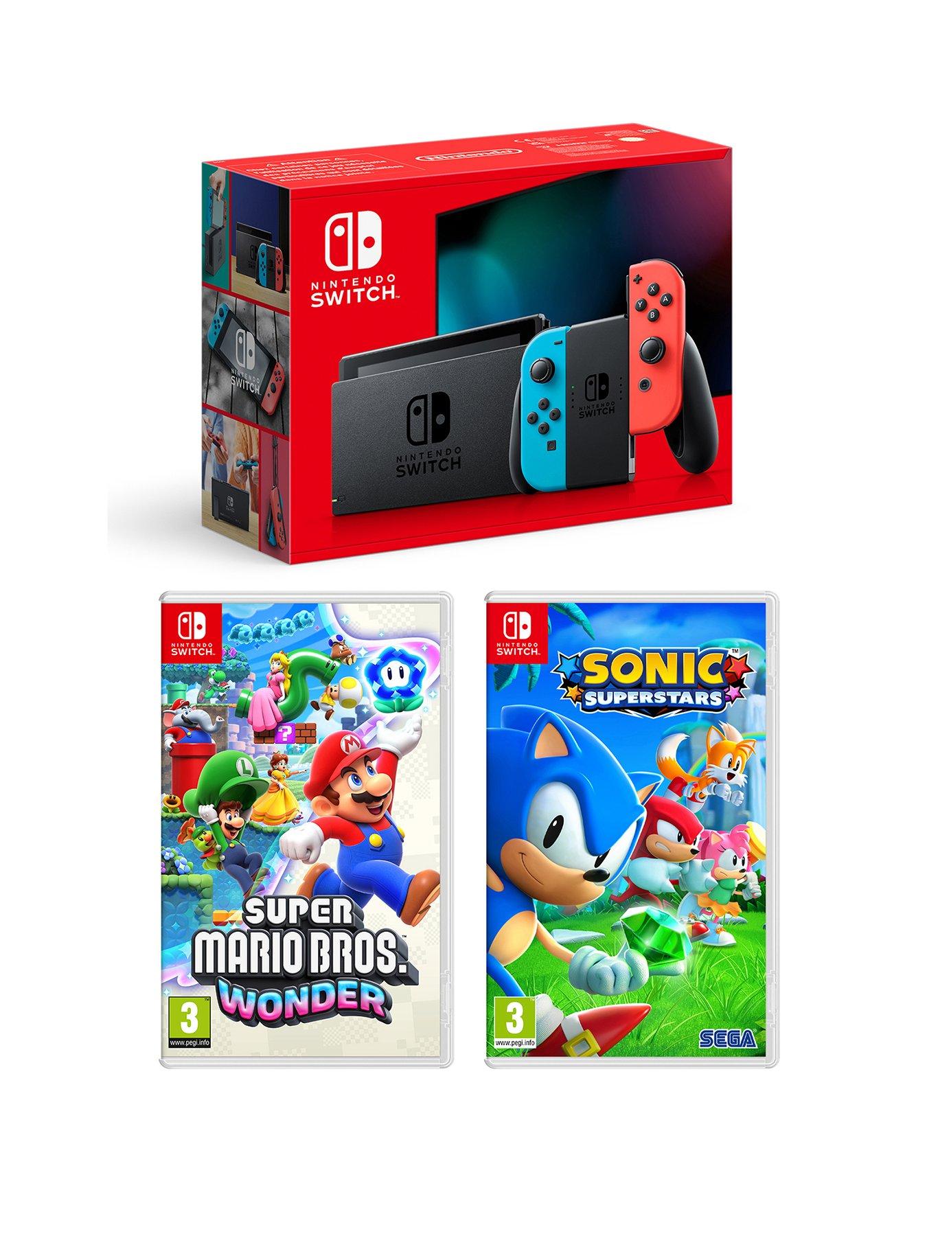 undefined Nintendo Switch Neon With Super Mario Bros Wonder  &  Sonic Superstars