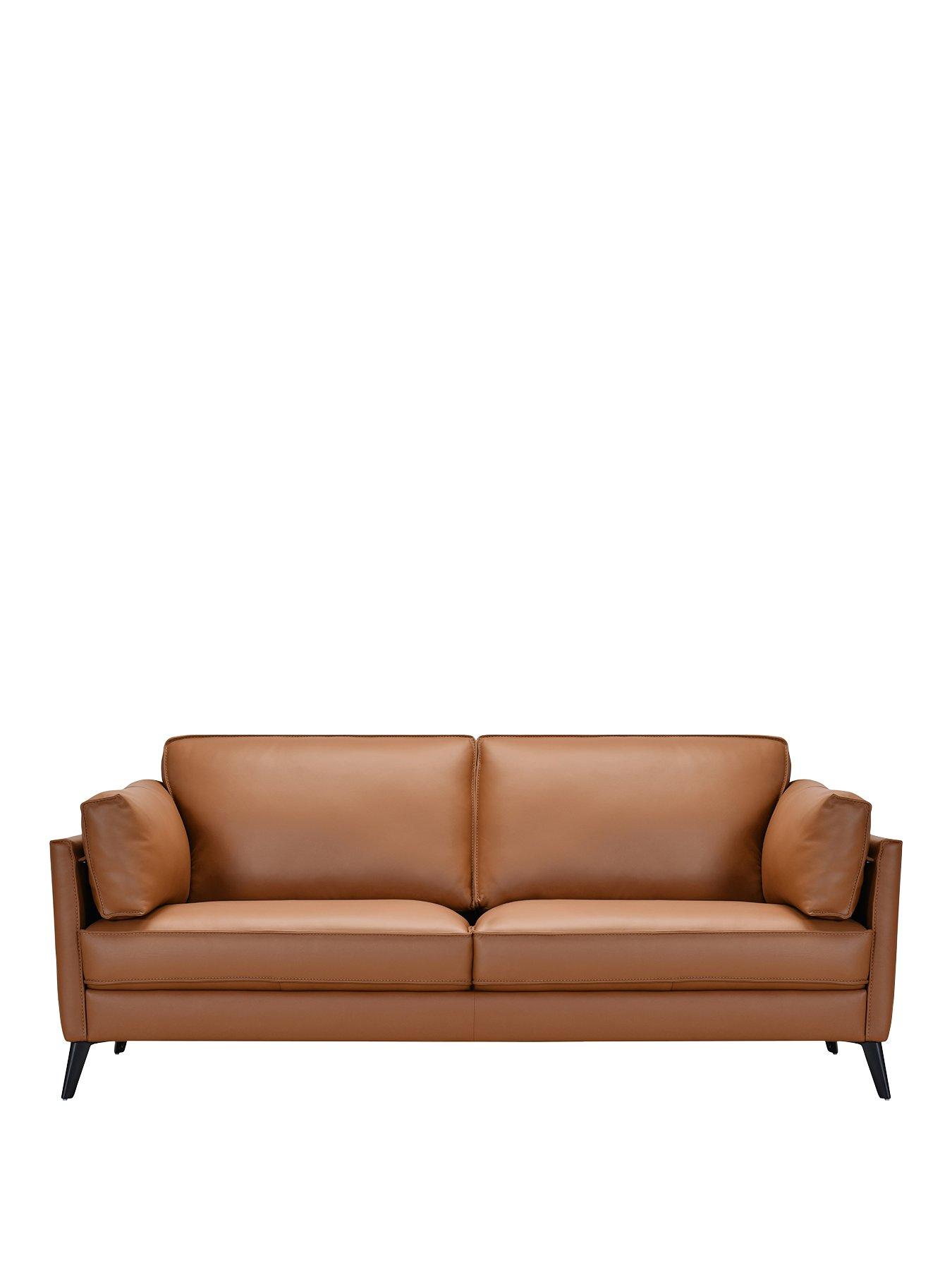 Image 2 of 5 of The Very Collection New Sasha 3 Seater Leather/Faux Leather Sofa - Tan
