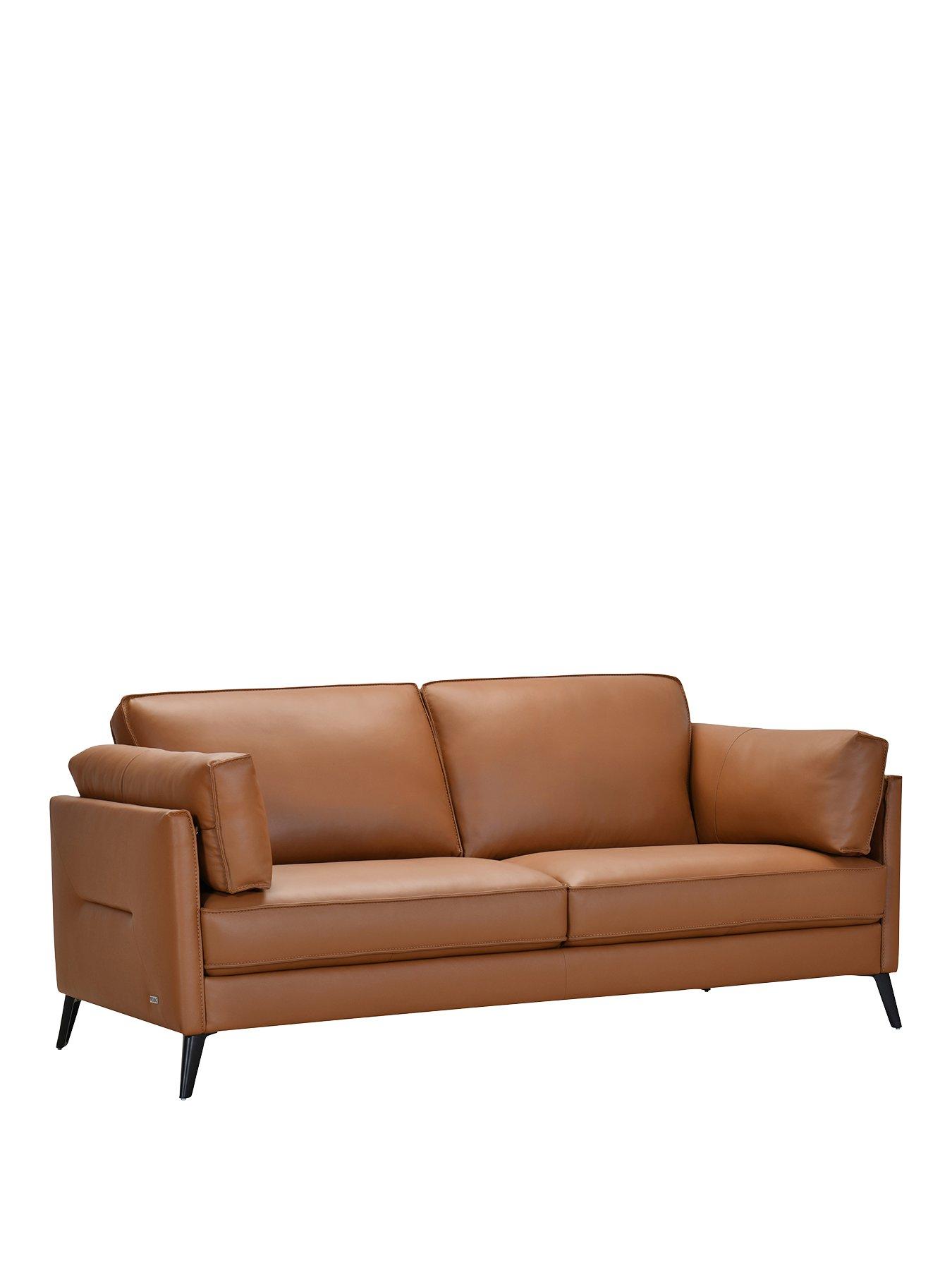 Image 3 of 5 of The Very Collection New Sasha 3 Seater Leather/Faux Leather Sofa - Tan