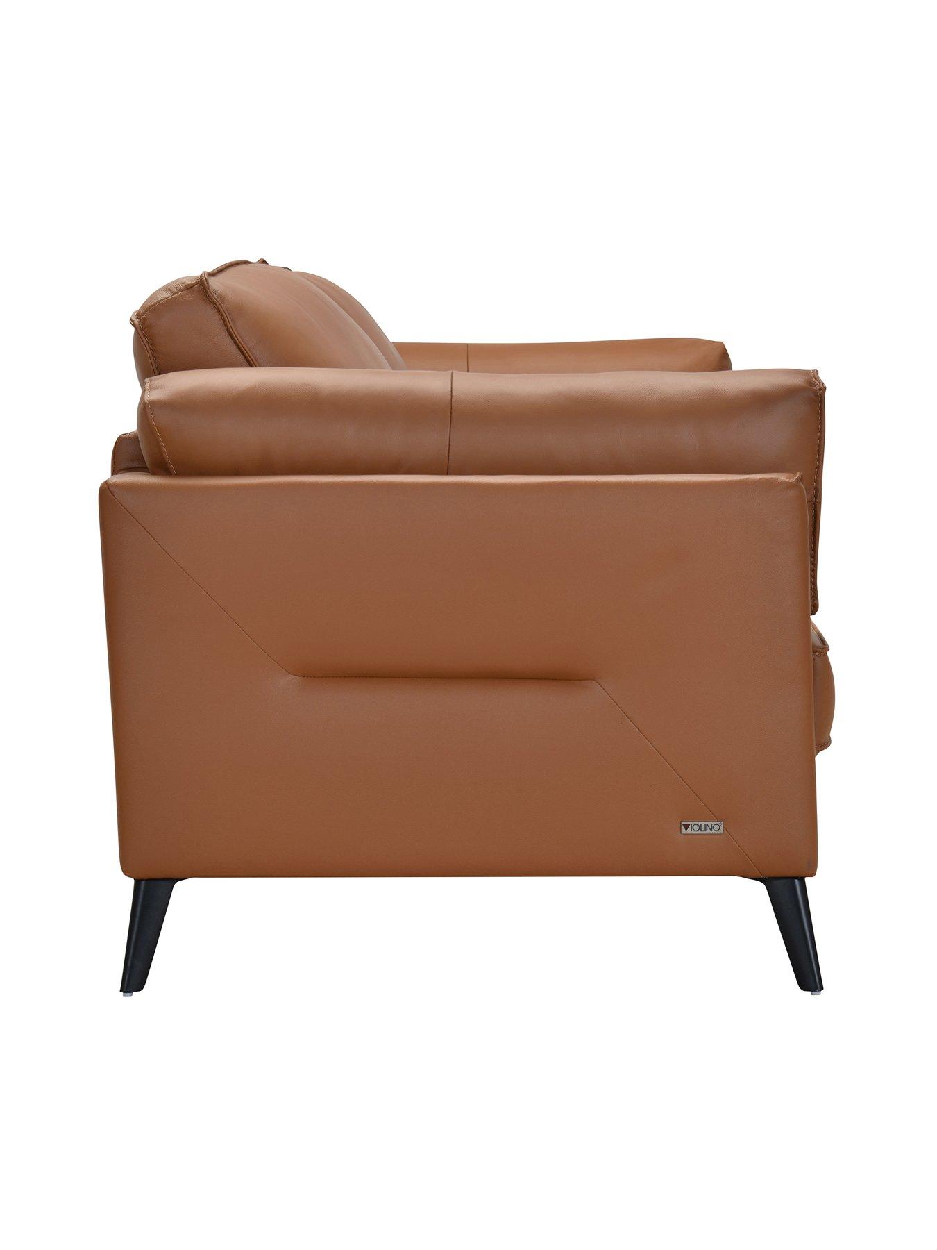 Image 4 of 5 of The Very Collection New Sasha 3 Seater Leather/Faux Leather Sofa - Tan
