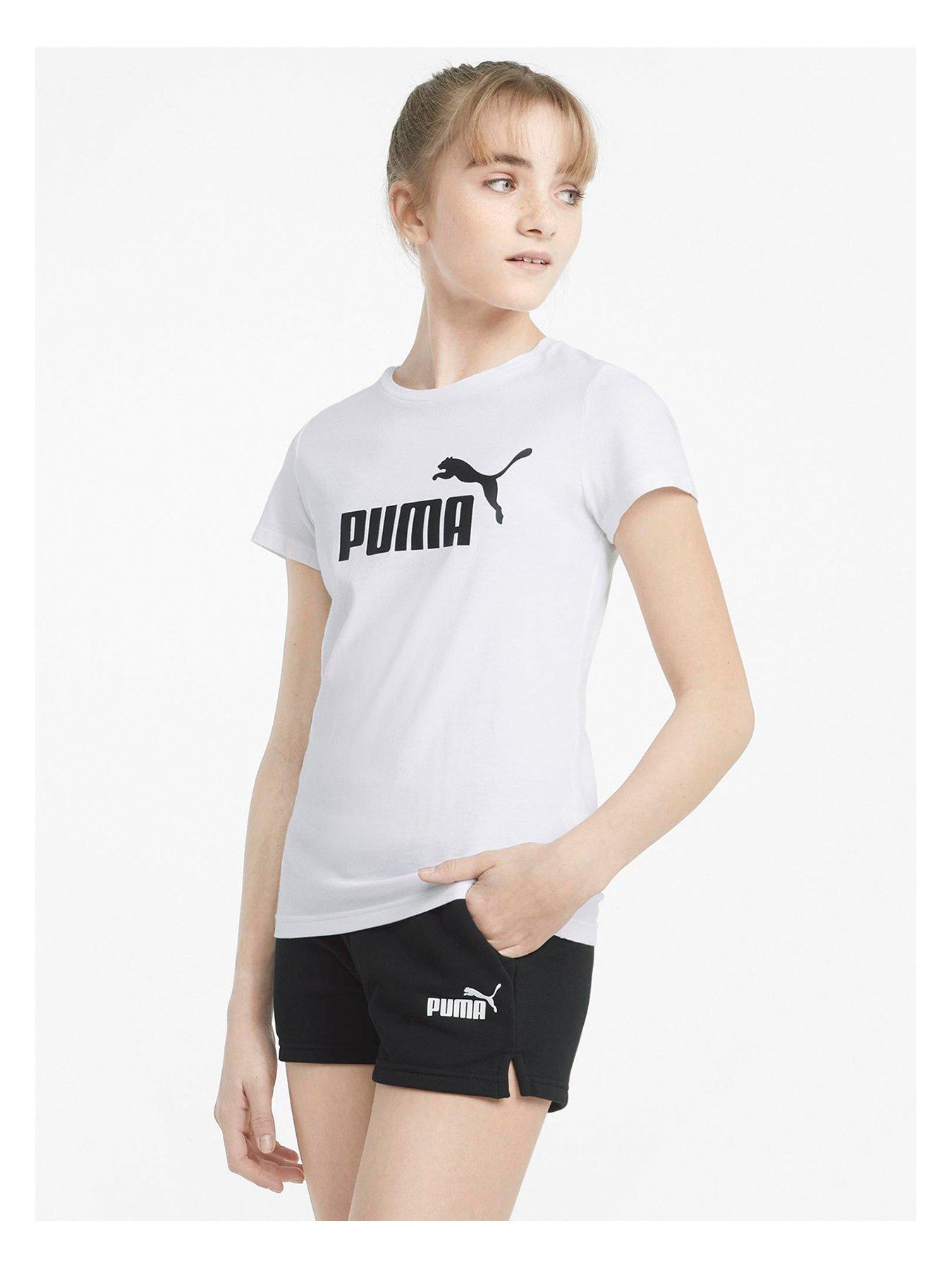 Puma Girls Logo T-Shirt and Shorts Set - White