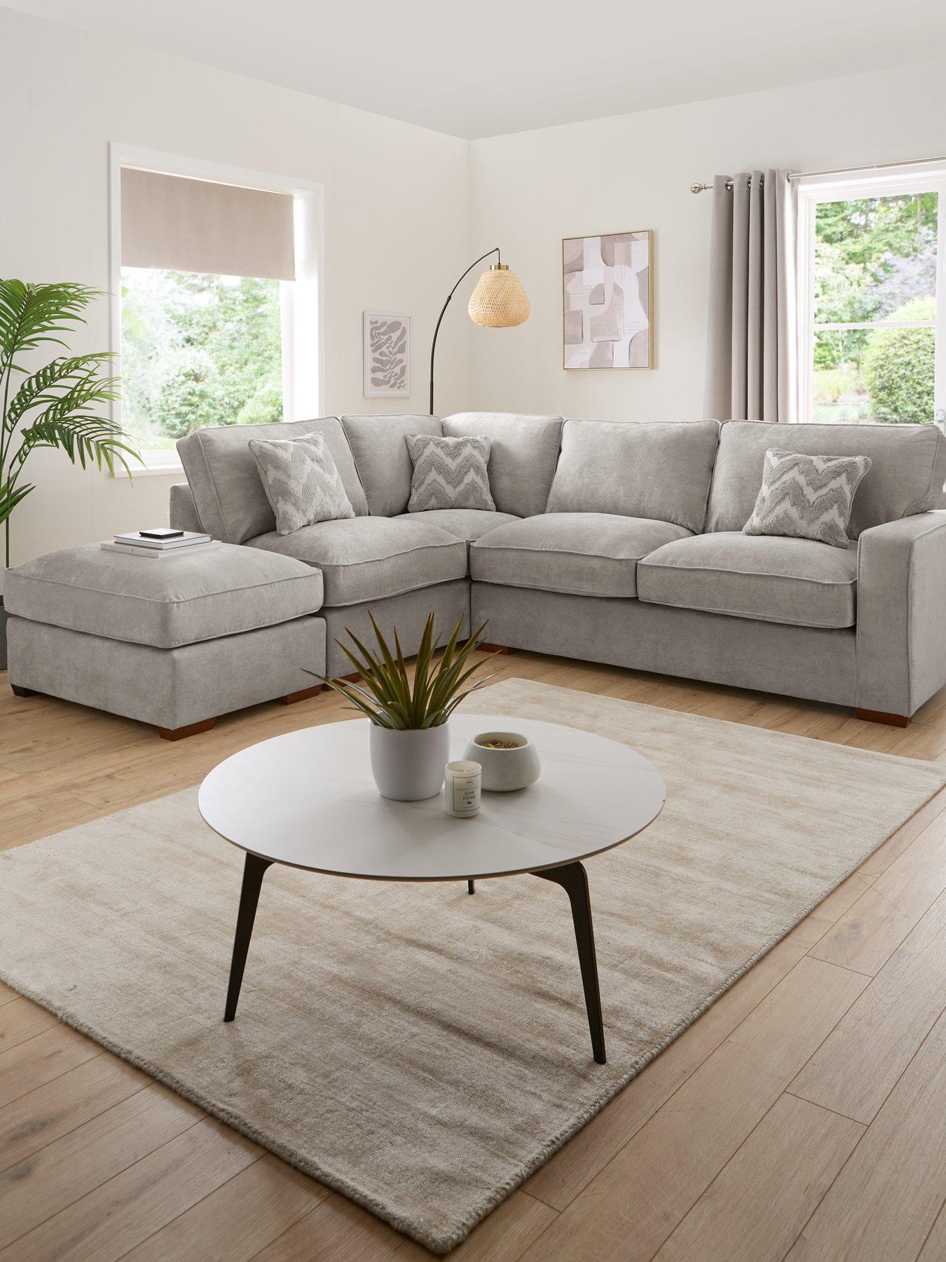 The Very Collection Jenna Left Hand Fabric Corner Chaise with Footstool - Made to Order in the UK