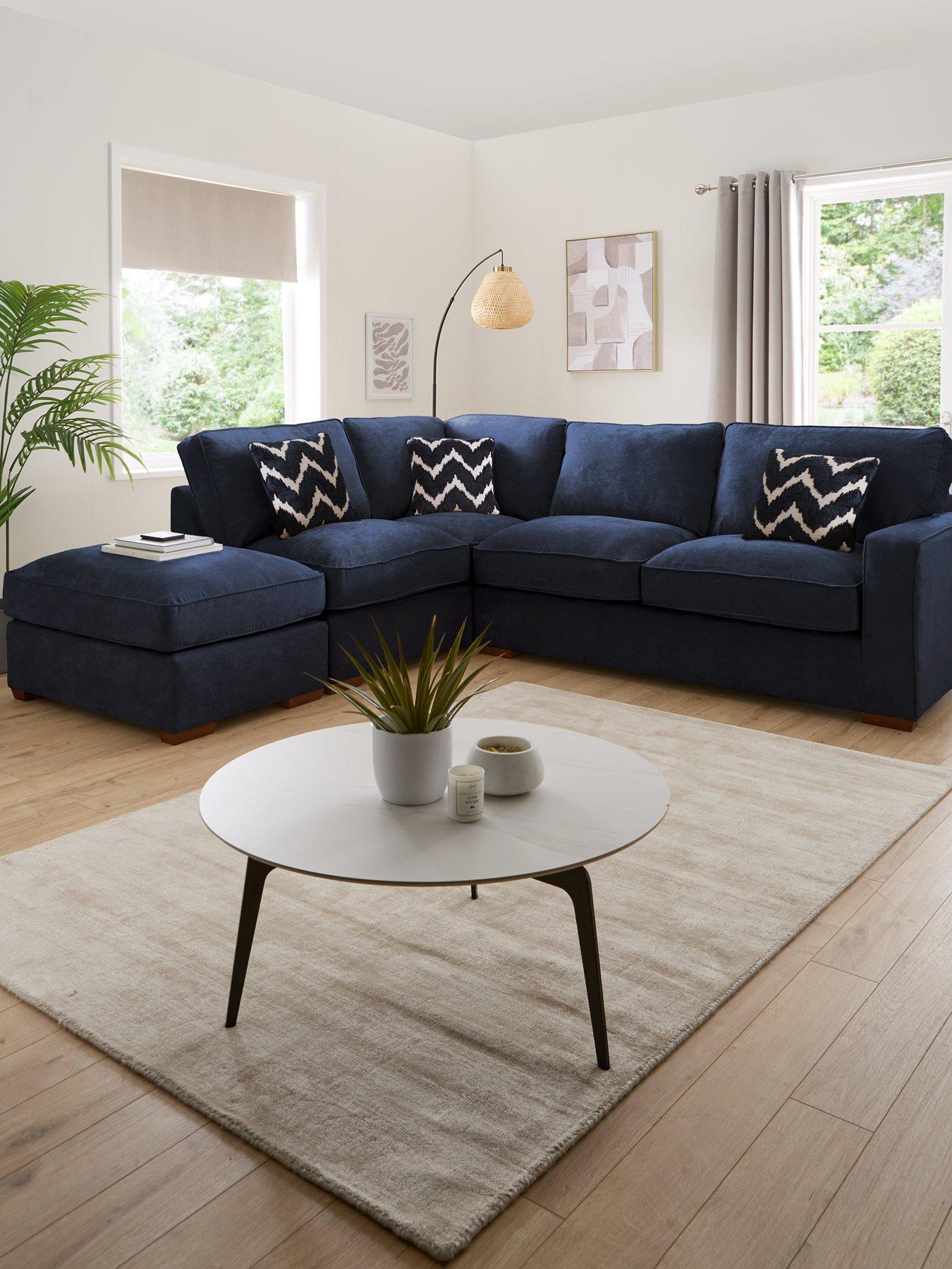 The Very Collection Jenna Left Hand Fabric Corner Chaise with Footstool - Made to Order in the UK