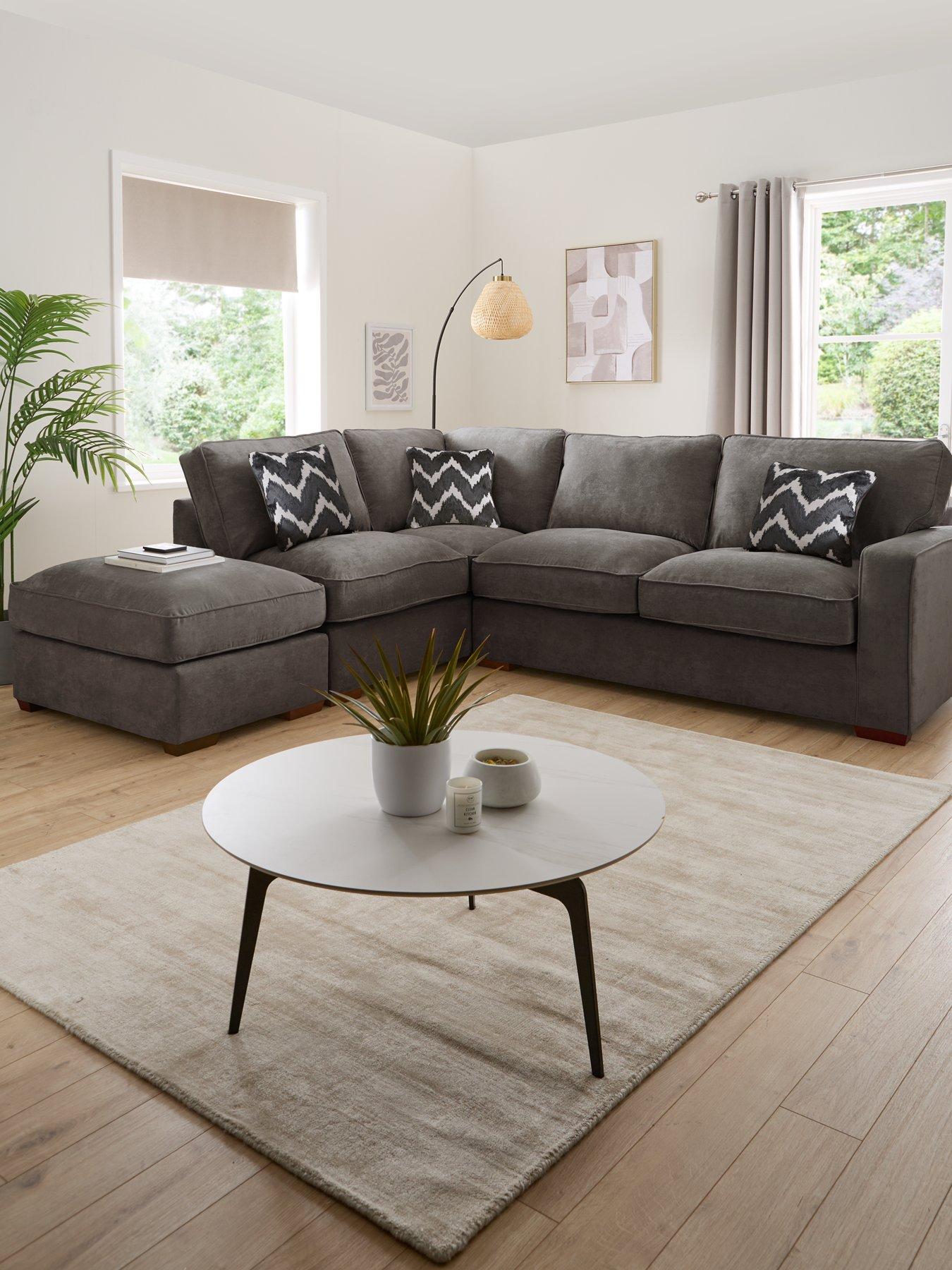 The Very Collection Jenna Left Hand Fabric Corner Chaise with Footstool - Made to Order in the UK