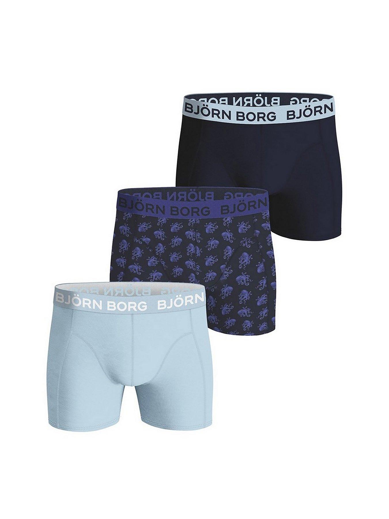 Image of Bjorn Borg Mens Cotton Stretch Boxer 3 Pack - Blue