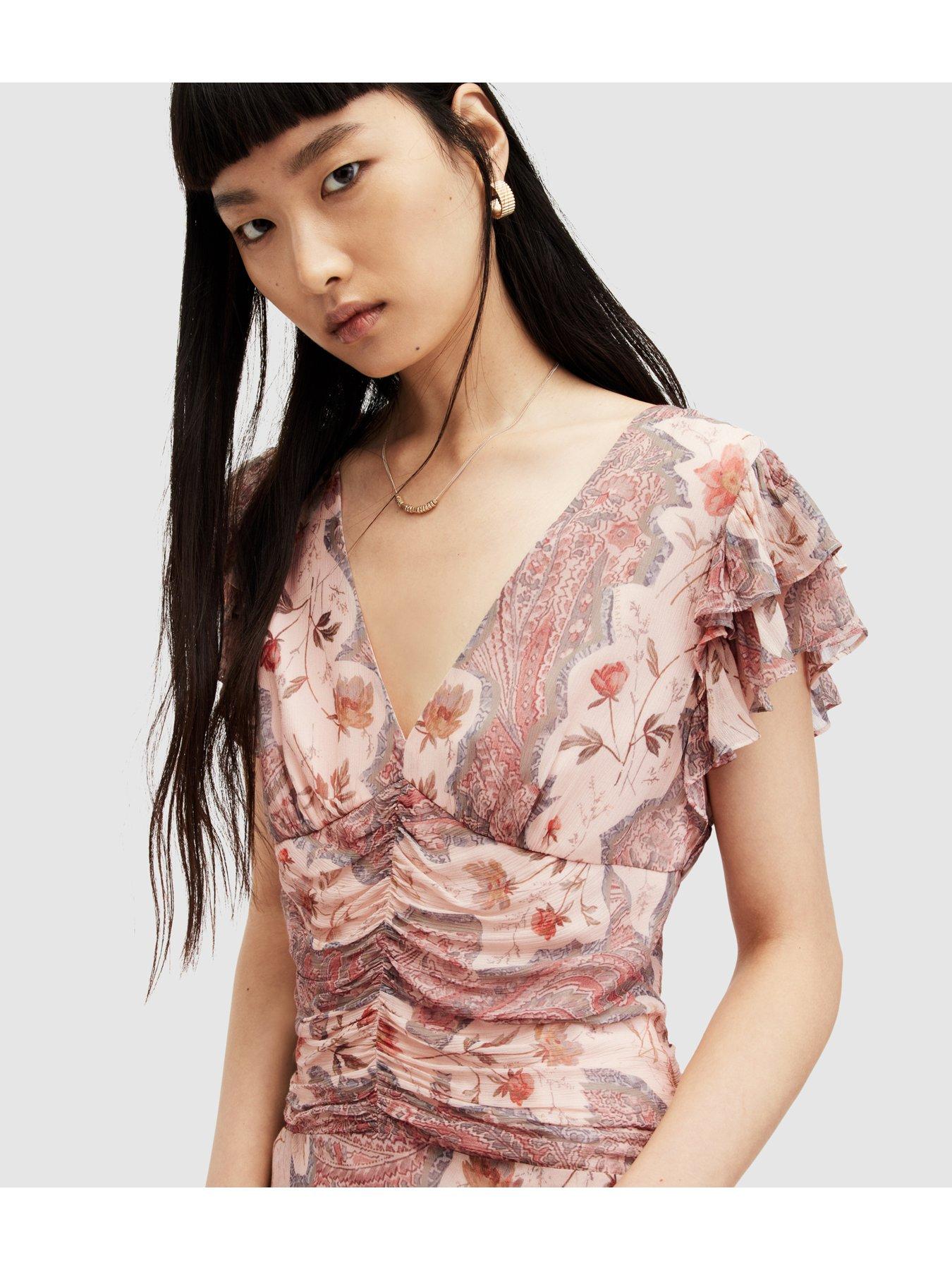 allsaints-brea-cascade-dress-pinknbspoutfit