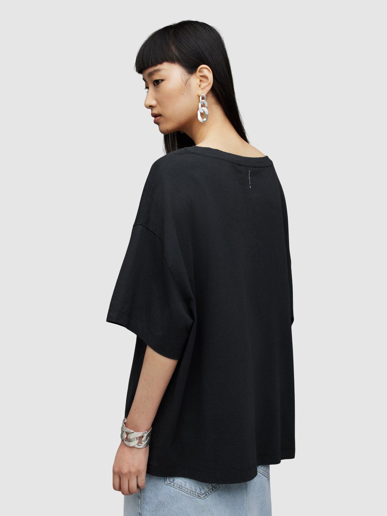 Image 2 of 6 of AllSaints Lydia Tee - Black