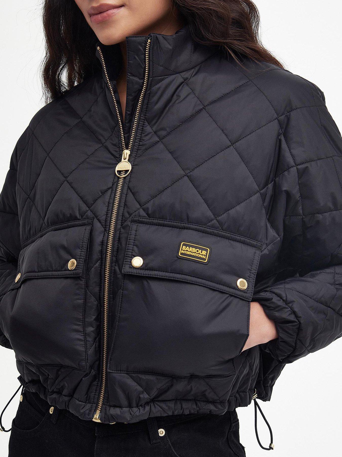 Black barbour cheap bomber jacket