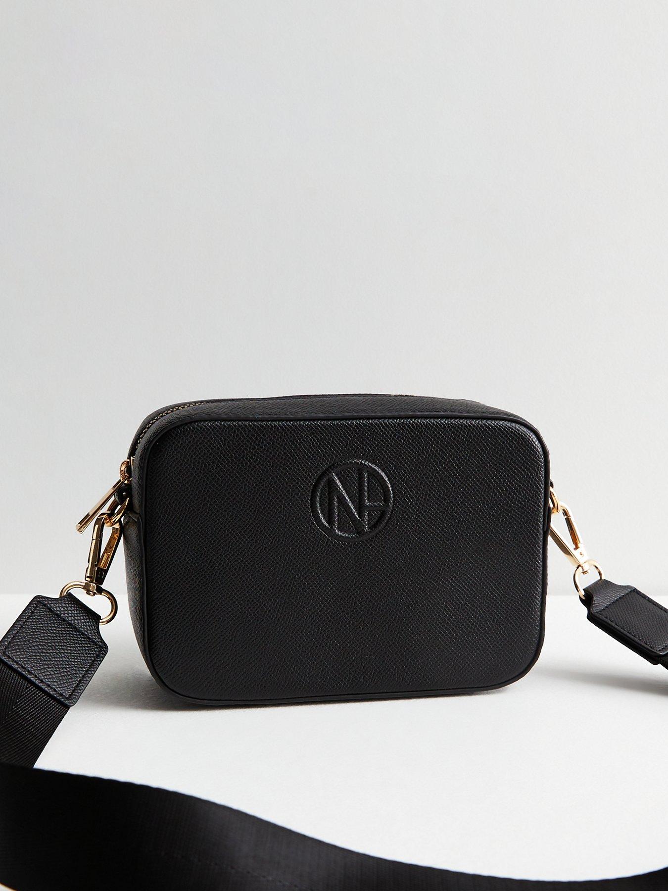 New Look Black Leather Look Embossed Mini Camera Cross Body Bag