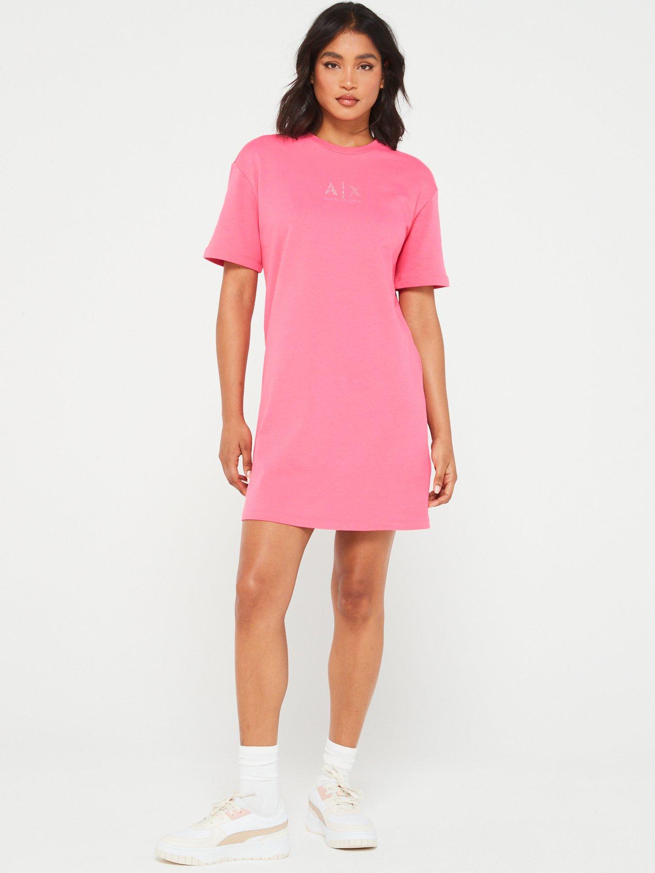 armani-exchange-cotton-t-shirt-dress-pinkback