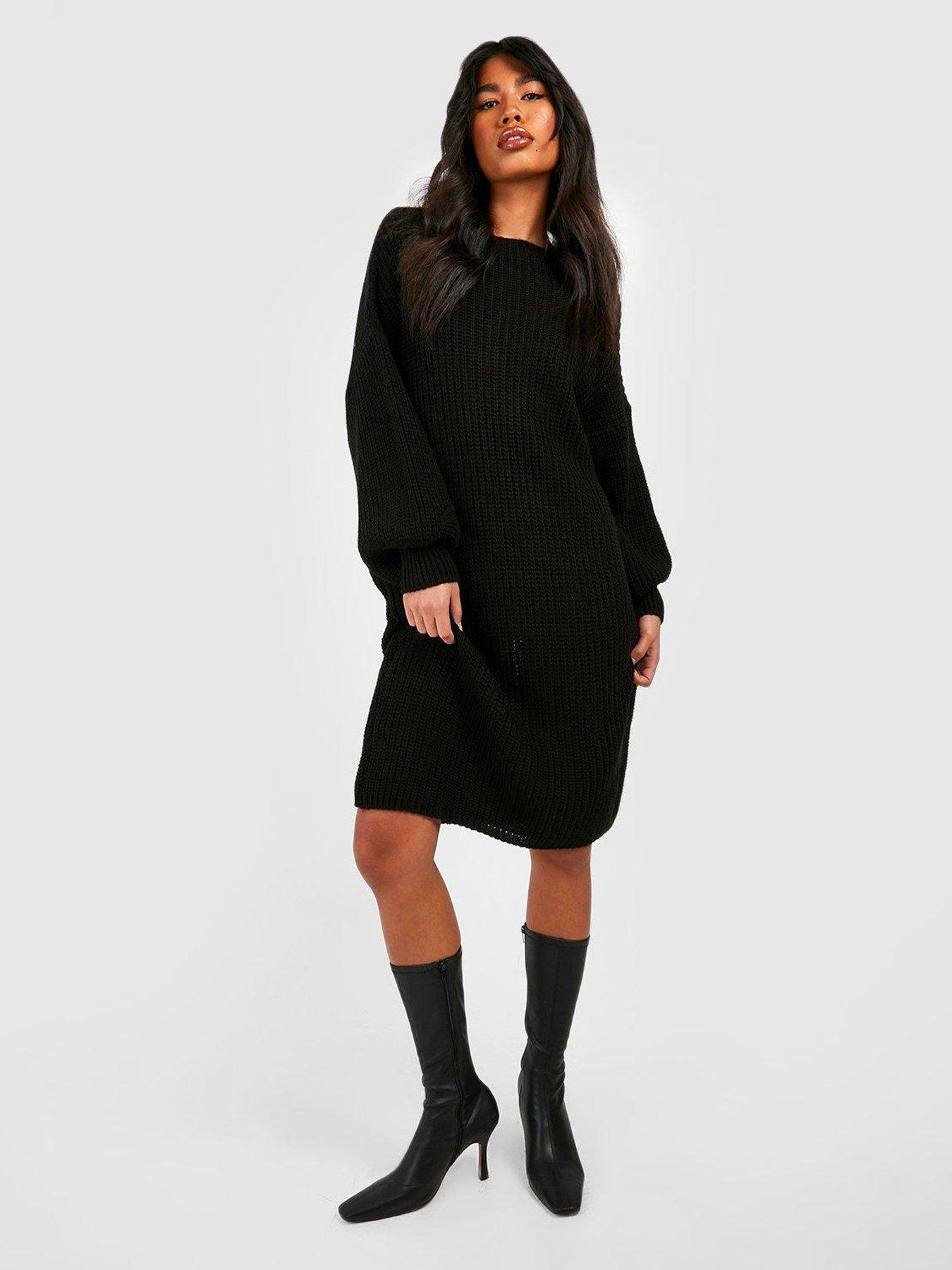 boohoo-balloon-sleeve-knit-maxi-dress-black