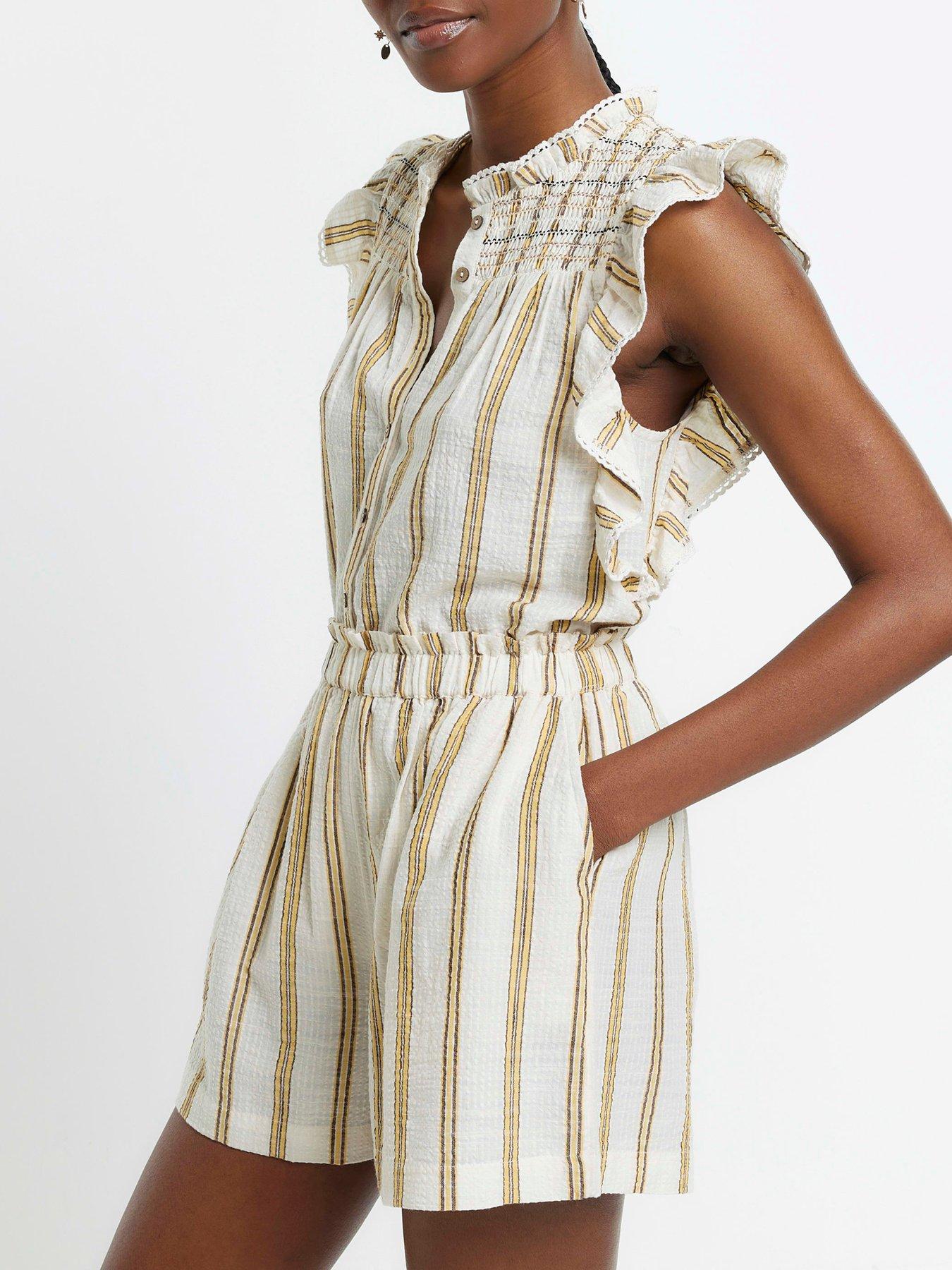 river-island-striped-textured-cotton-short-yellowoutfit