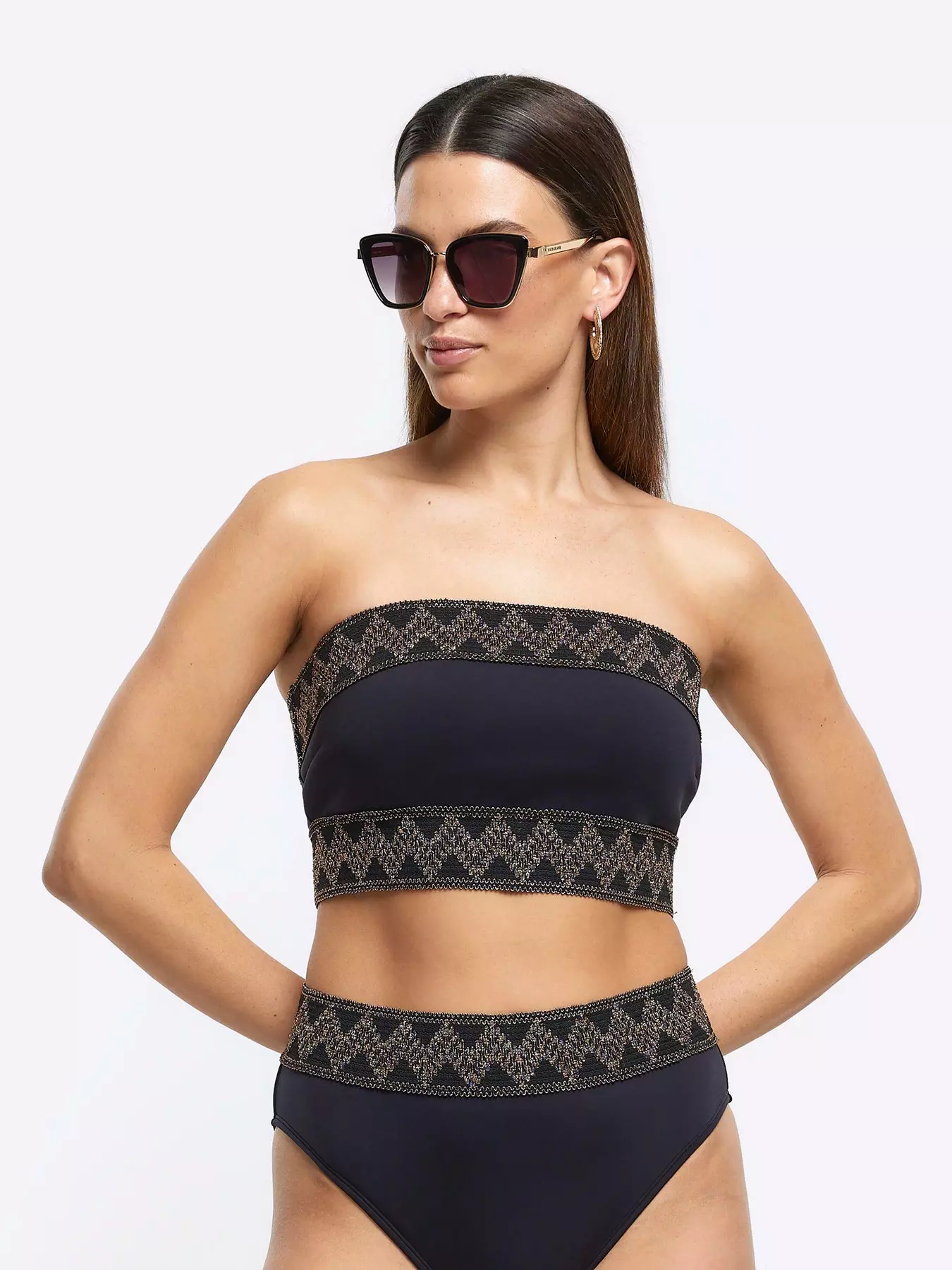 Buy River Island Black Off Shoulder Elastic Bandeau Bikini Top from Next  Luxembourg