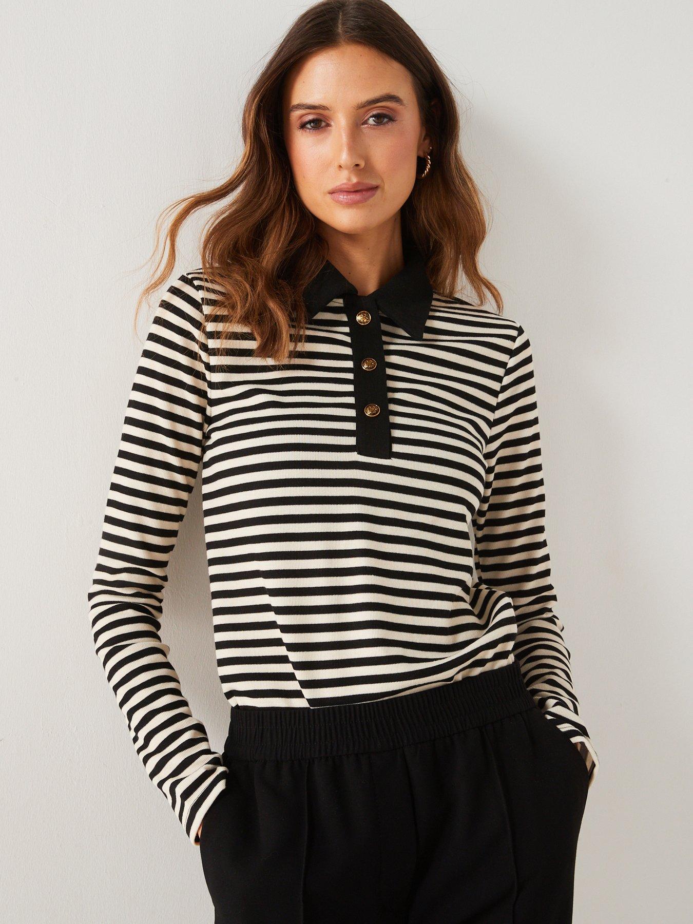 mango-striped-fine-knit-polo-neckfront