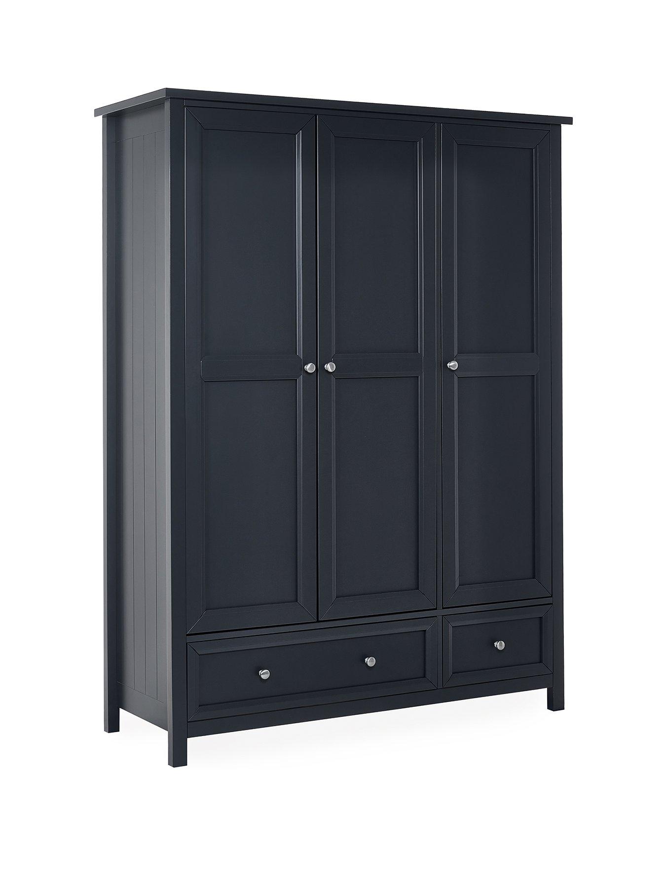 julian-bowen-maine-3-door-2-drawer-wardrobe-blackstillFront