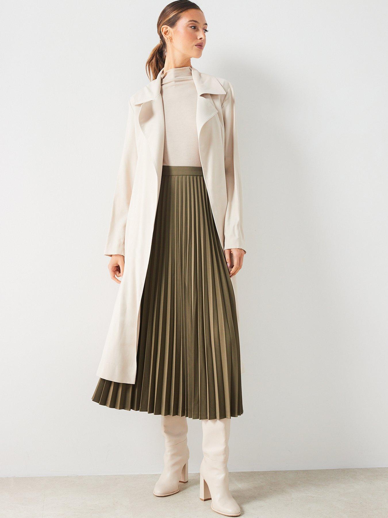 mango-khaki-pleated-midi-skirtback