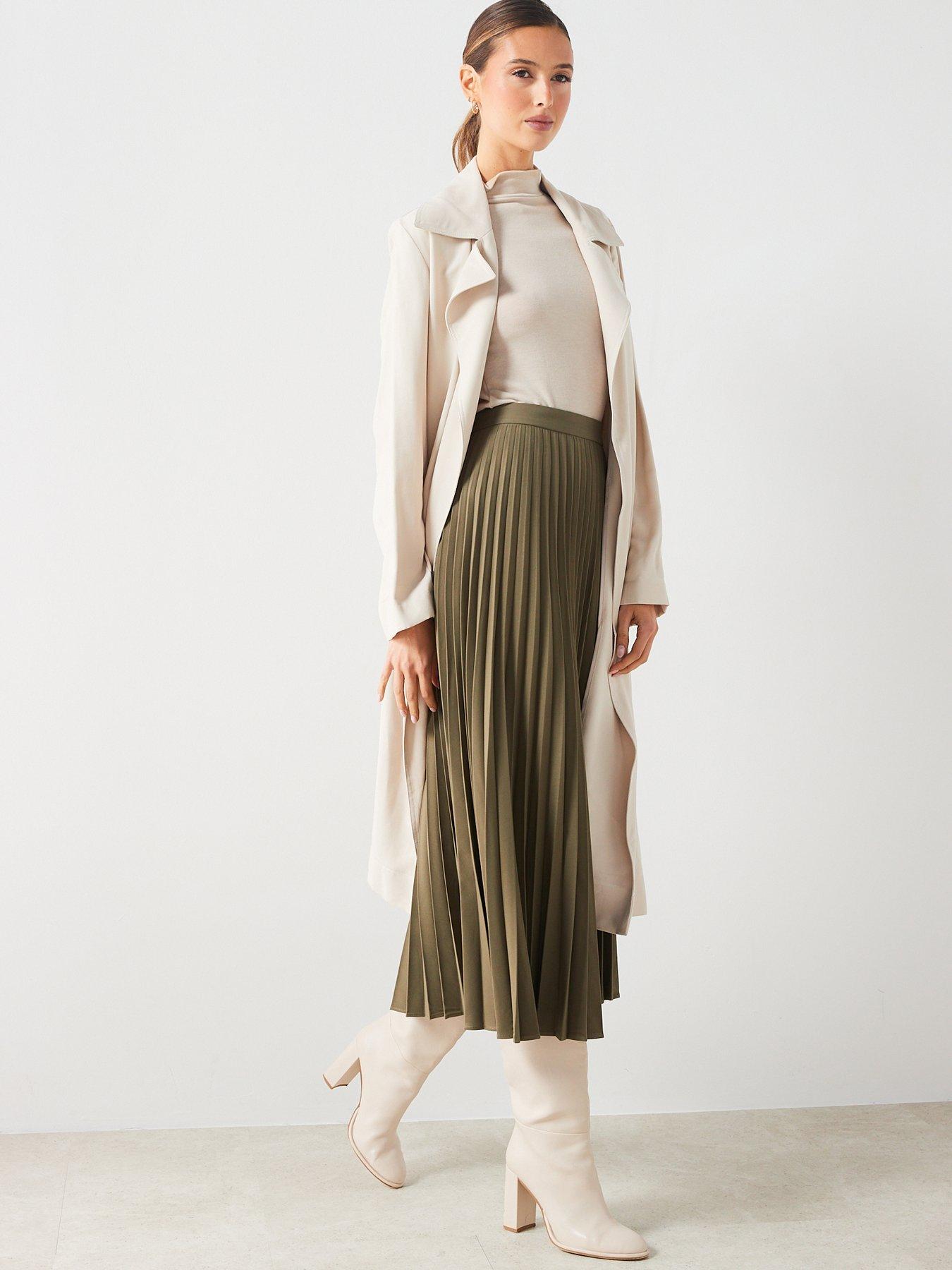 mango-khaki-pleated-midi-skirtoutfit