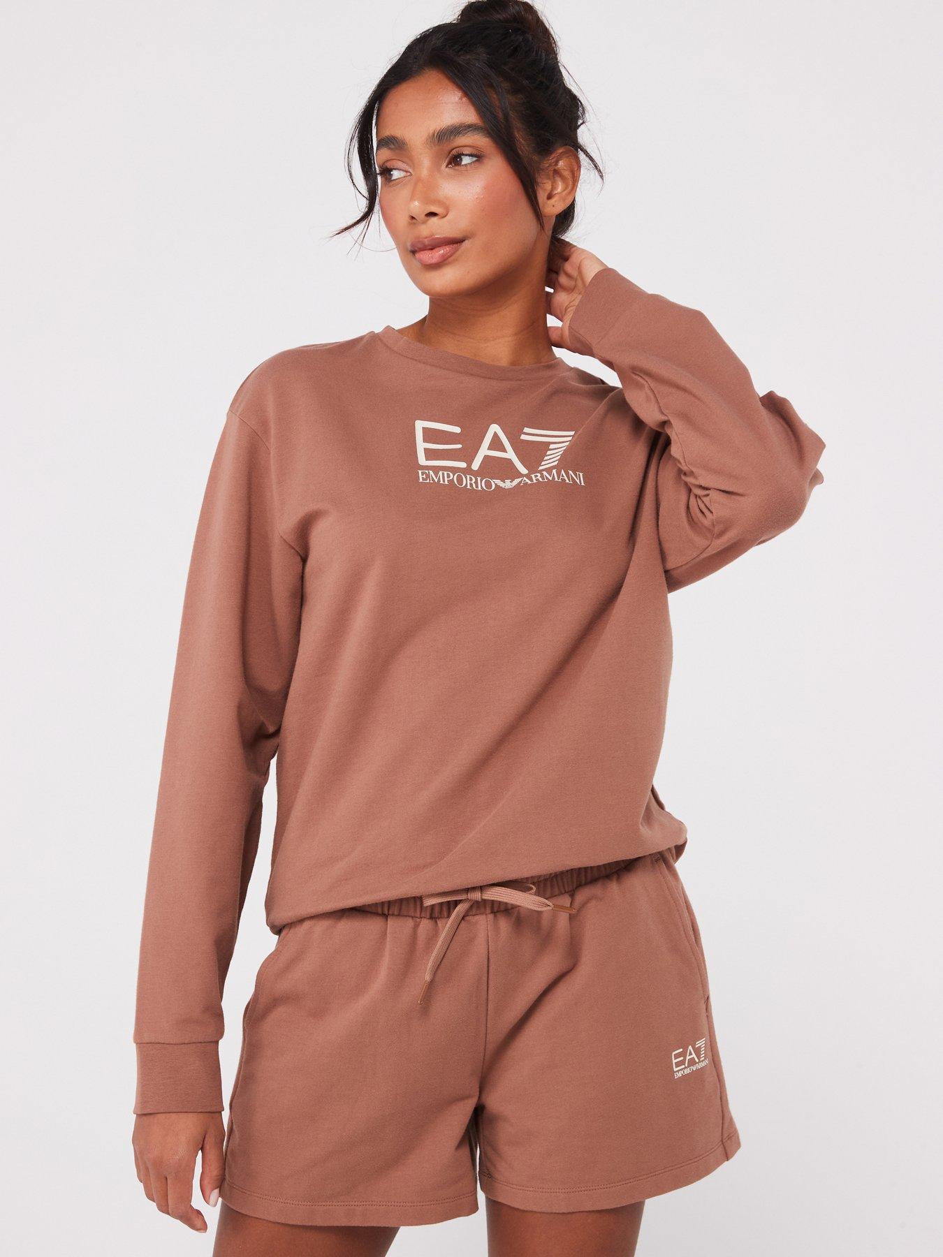 ea7-emporio-armani-logo-sweat-and-short-set-brown