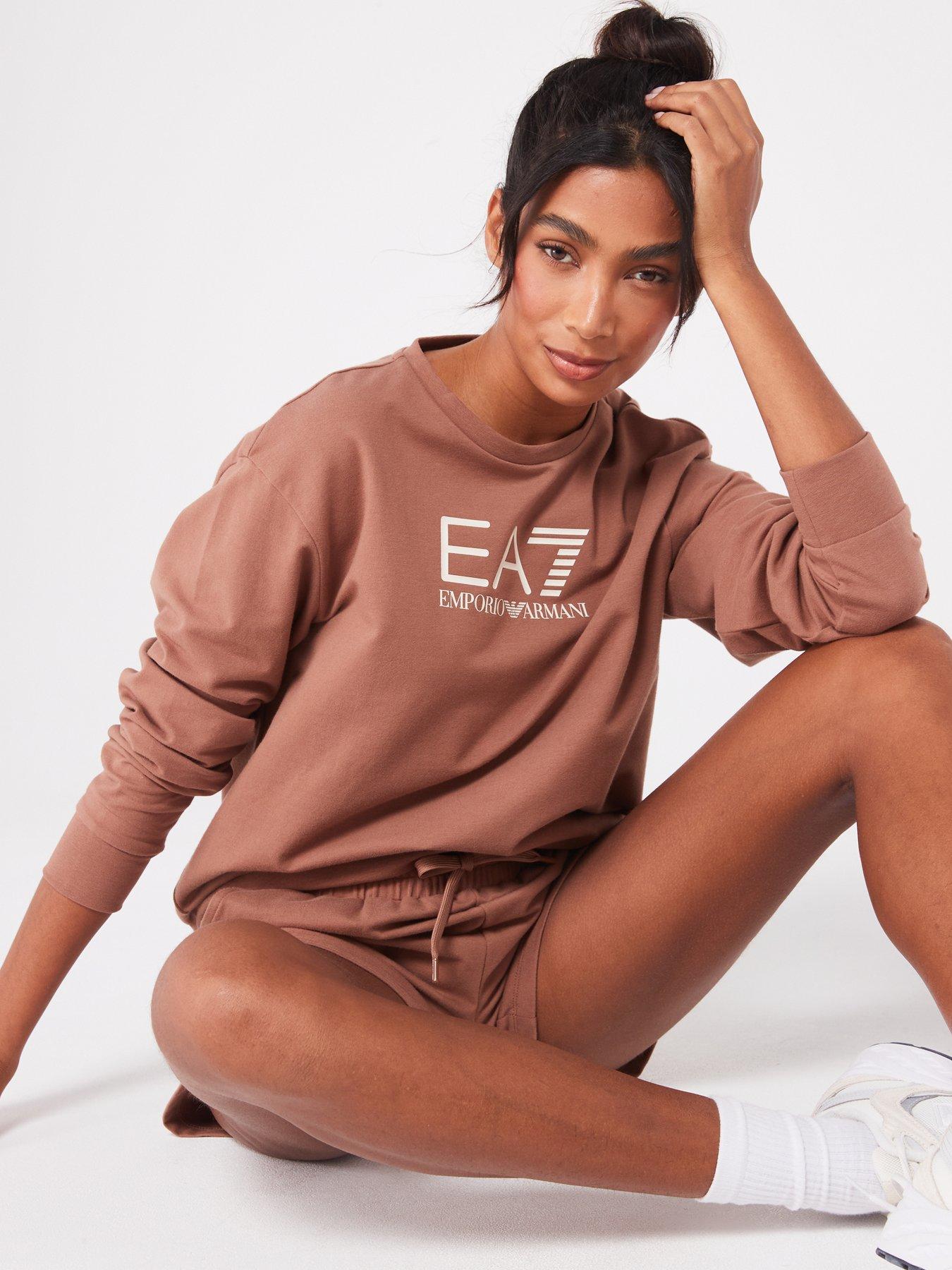 ea7-emporio-armani-logo-sweat-and-short-set-brownoutfit