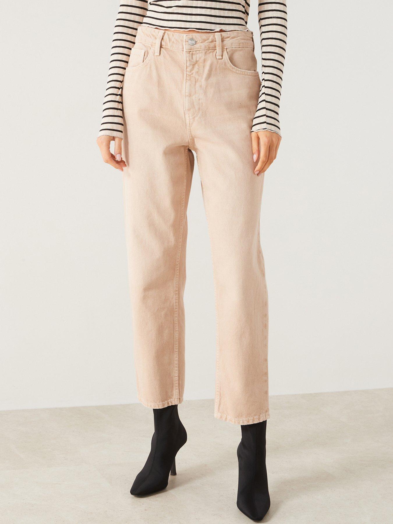 mango-beige-high-waist-mom-jeans