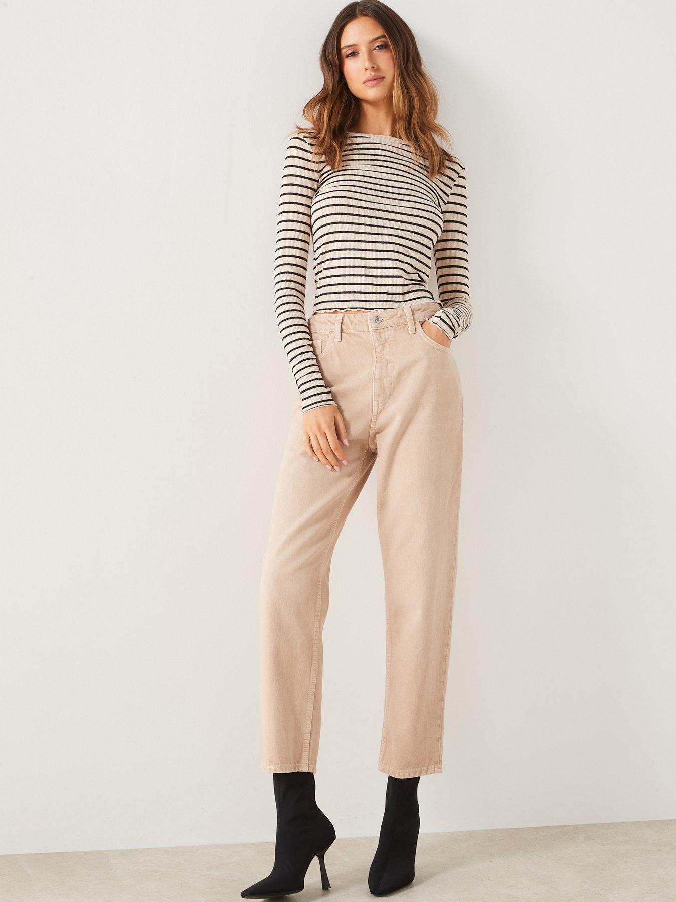 mango-beige-high-waist-mom-jeansoutfit