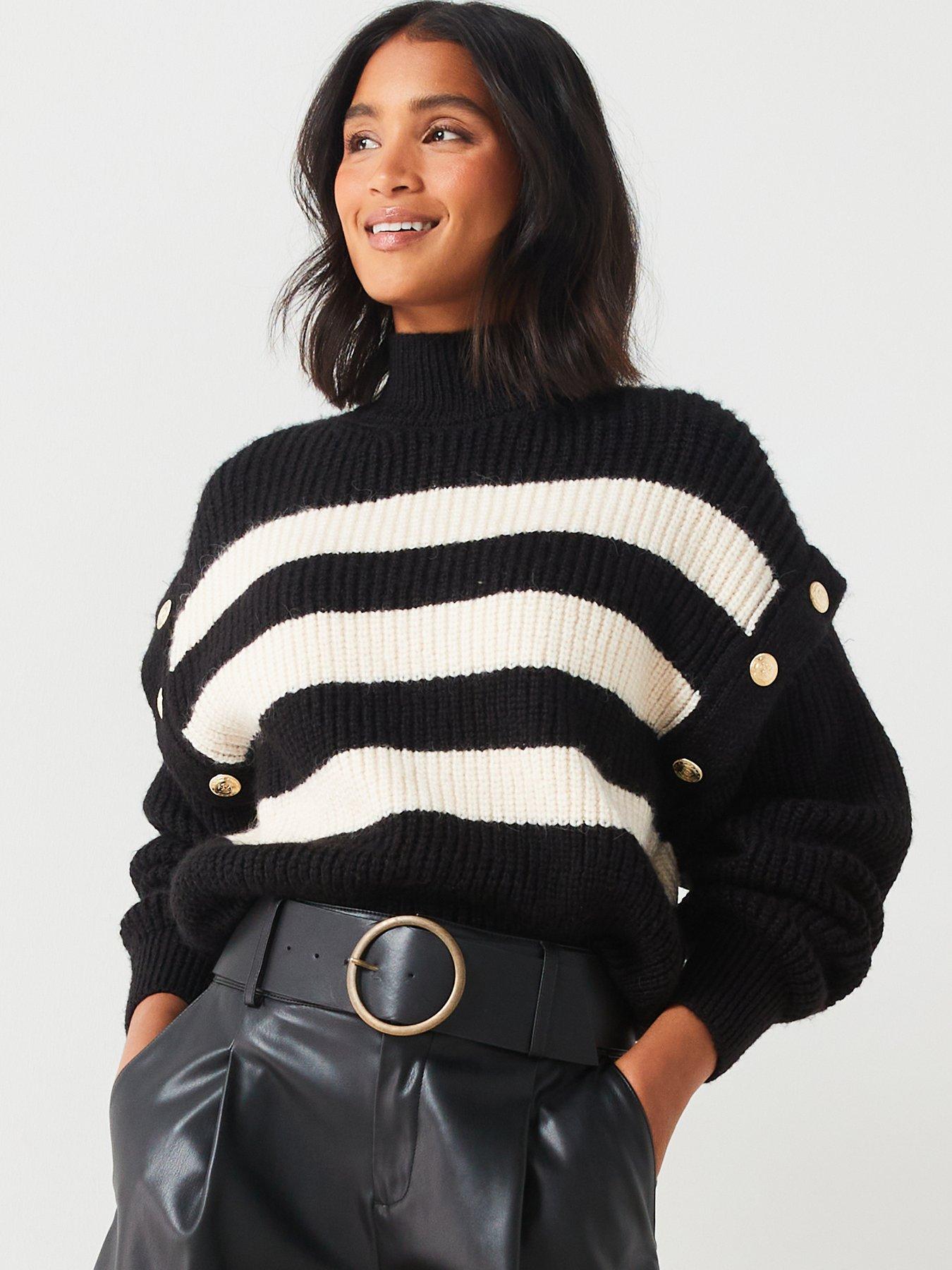 mango-stripe-high-collar-decorative-button-sweaterdetail