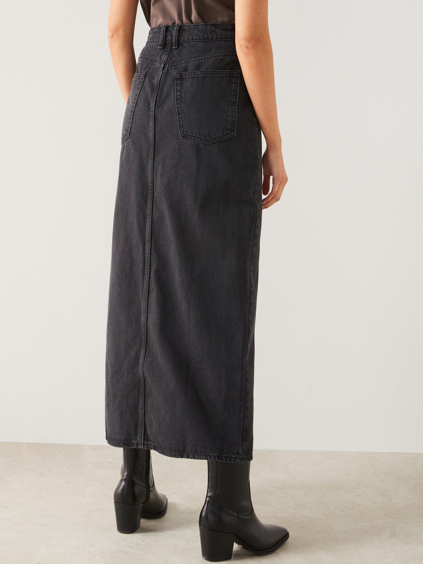 mango-slit-denim-midi-skirt-blackstillFront