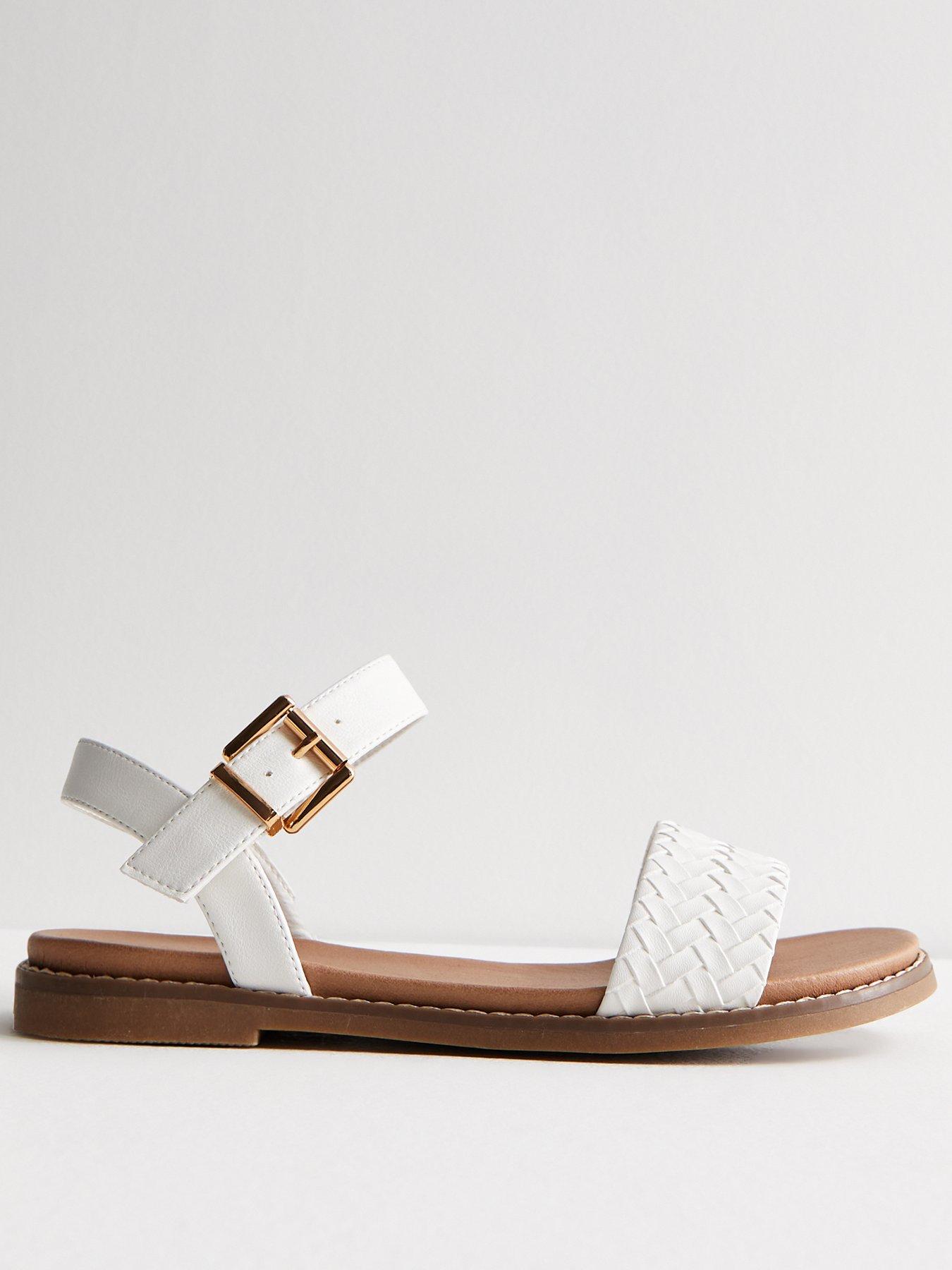 New Look White Leather look Woven 2 Part Sandals Very Ireland