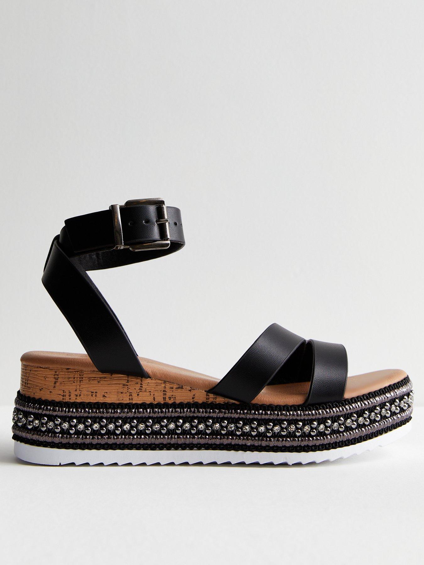 New look black flatforms on sale