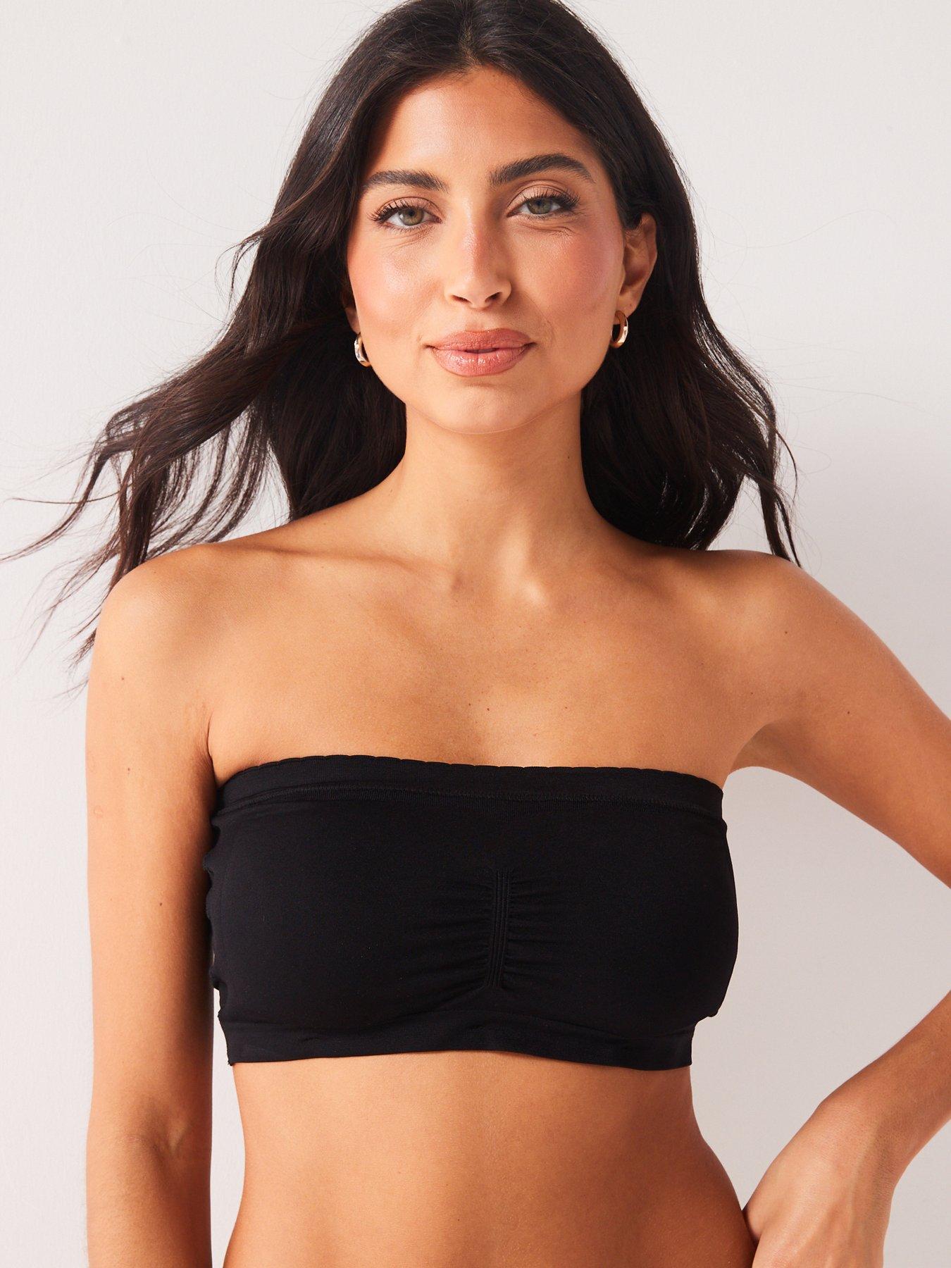 Womens Bandeau Tube Tops Seamless Built In Bra Padded Removable Strapless  2for1
