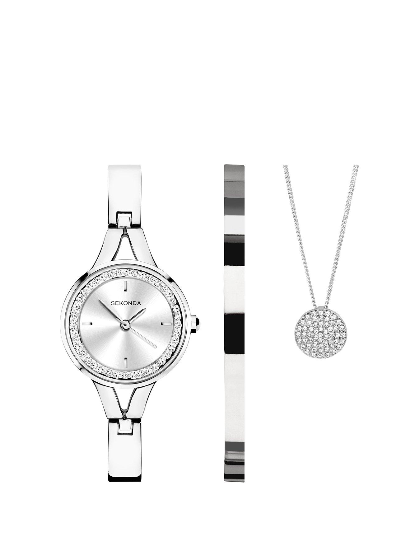 sekonda-sekonda-gift-set-womens-24mm-analogue-watch-with-stone-set-silver-dial-silver-alloy-semi-bangle-bracelet-matching-stone-set-pendant-and-bangle