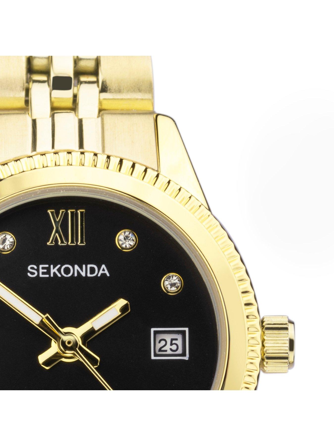 sekonda-sekonda-gift-set-womens-26mm-analogue-watch-with-yellow-gold-stone-set-black-dial-yellow-gold-stainless-steel-bracelet-matching-pendant-and-earringsstillFront