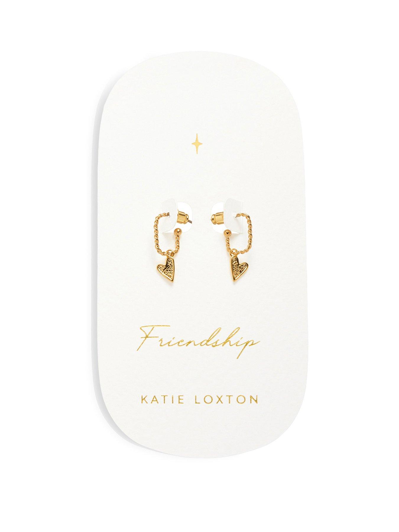 Image 1 of 6 of Katie Loxton Friendhsip - Heart Earrings - Gold Coate+E36d - 1.3cm x 0.1cm x 0.9cm - Waterproof