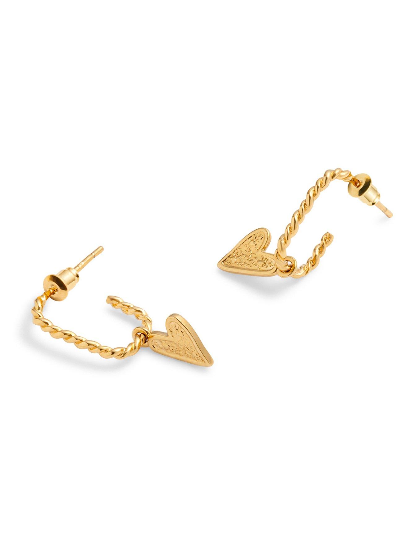 Image 4 of 6 of Katie Loxton Friendhsip - Heart Earrings - Gold Coate+E36d - 1.3cm x 0.1cm x 0.9cm - Waterproof