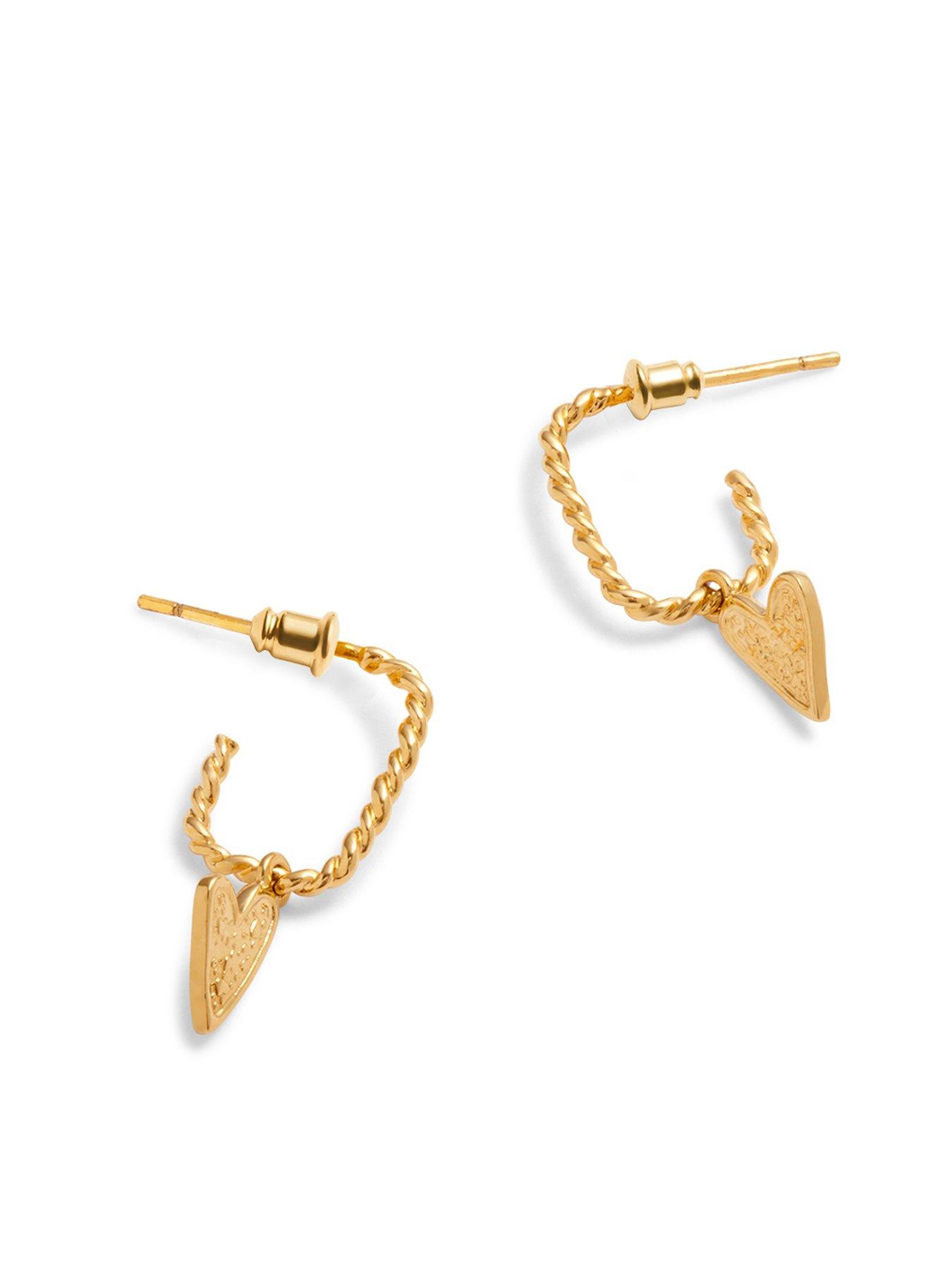 Image 5 of 6 of Katie Loxton Friendhsip - Heart Earrings - Gold Coate+E36d - 1.3cm x 0.1cm x 0.9cm - Waterproof