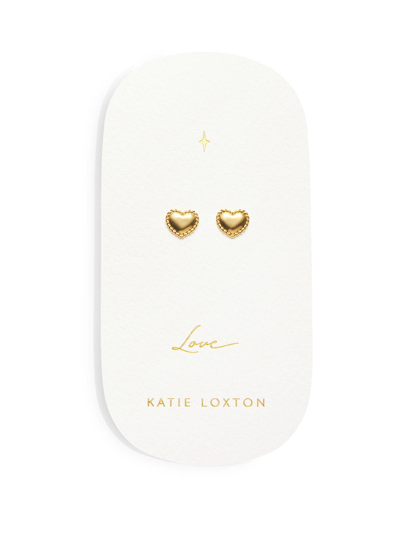 Image 1 of 6 of Katie Loxton LOVE - HEART STUD EARRINGS - Gold Coated - 0.9cm x 1cm x 0.2cm