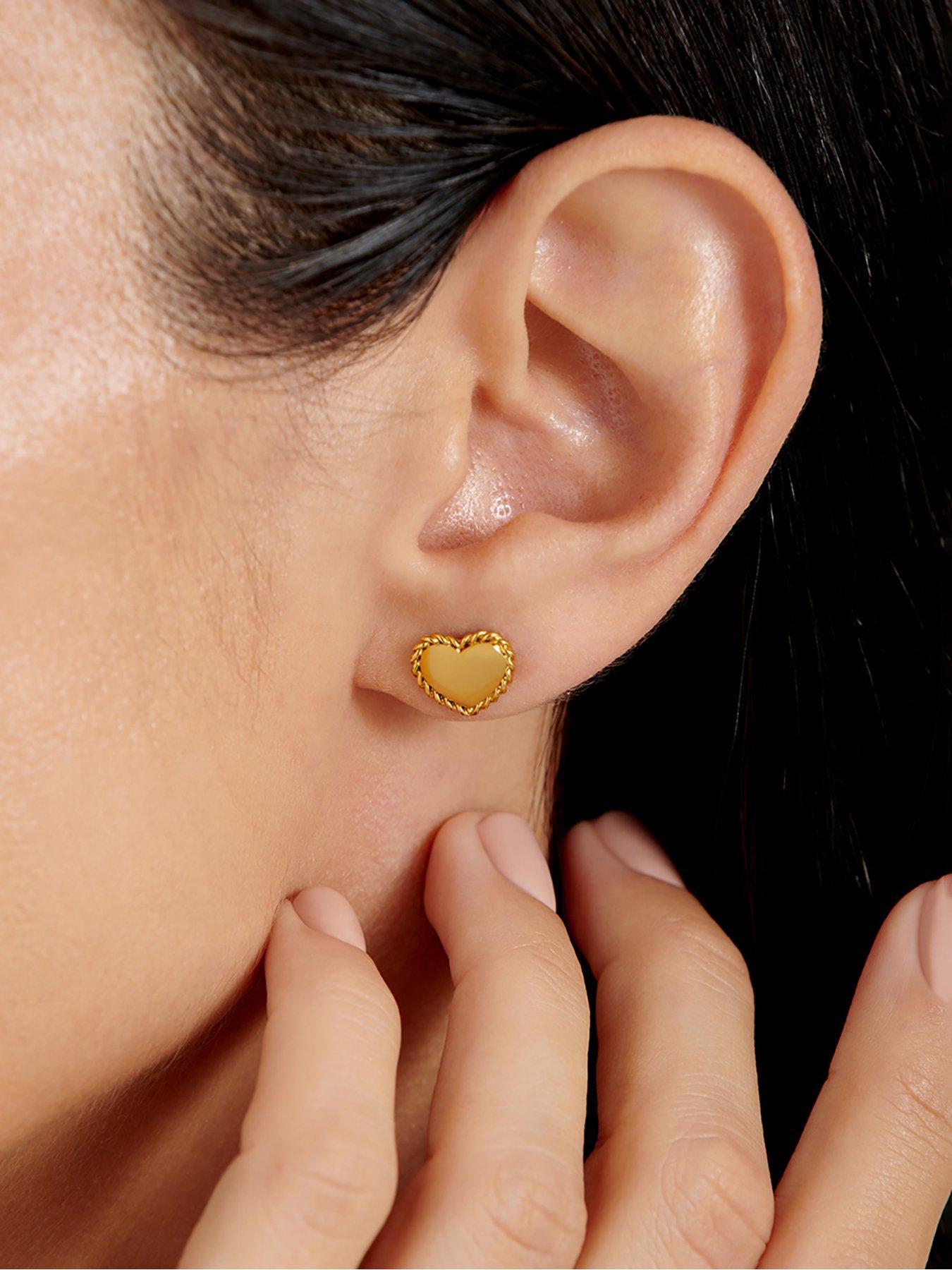 Image 2 of 6 of Katie Loxton LOVE - HEART STUD EARRINGS - Gold Coated - 0.9cm x 1cm x 0.2cm