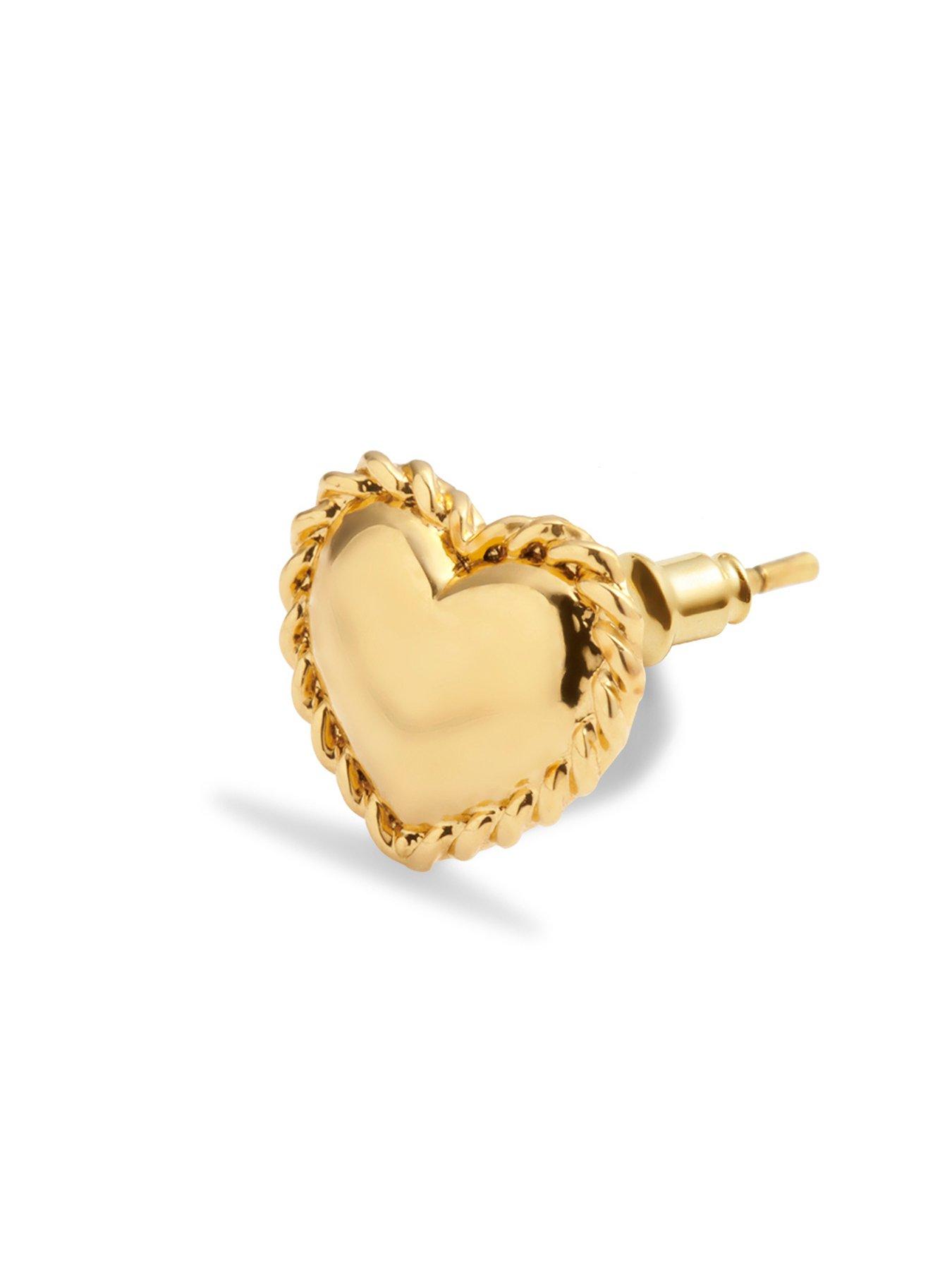 Image 3 of 6 of Katie Loxton LOVE - HEART STUD EARRINGS - Gold Coated - 0.9cm x 1cm x 0.2cm