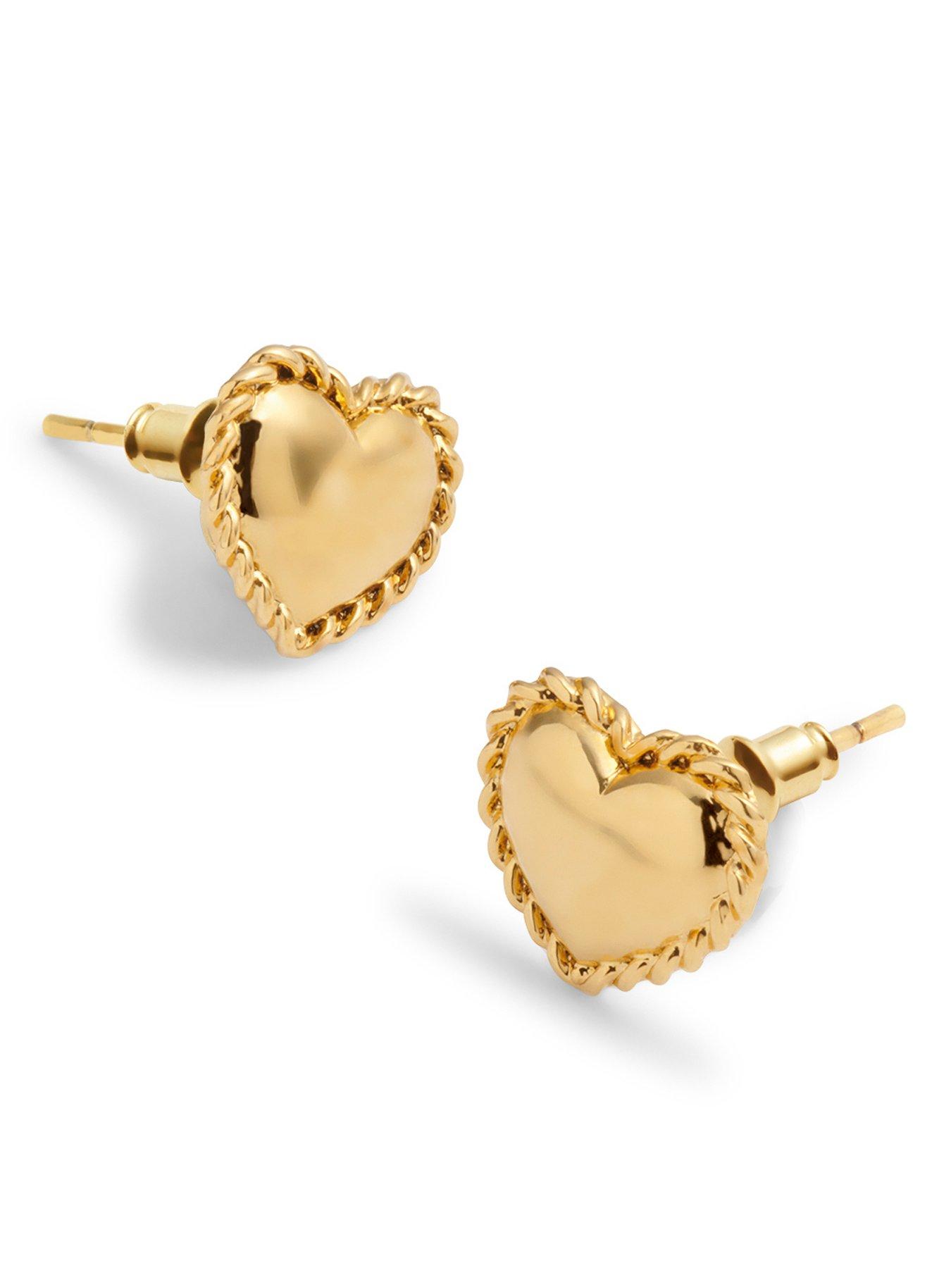 Image 4 of 6 of Katie Loxton LOVE - HEART STUD EARRINGS - Gold Coated - 0.9cm x 1cm x 0.2cm