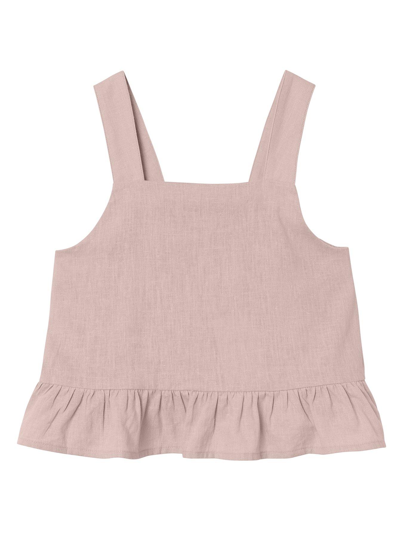 name-it-girls-strappy-linen-co-ord-top-sepia-rosefront