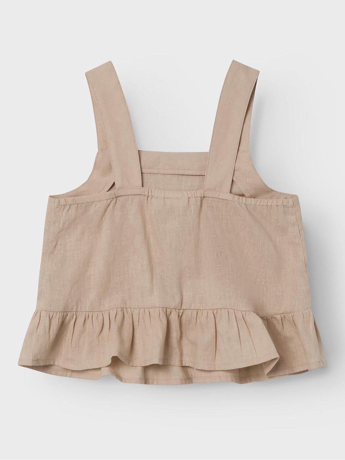 name-it-girls-strappy-linen-co-ord-top-humusstillFront