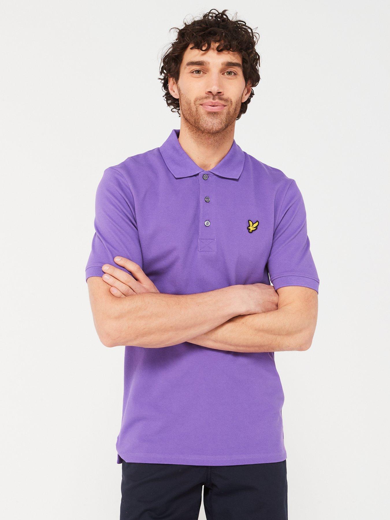 lyle-scott-regular-fit-short-sleeve-plain-polo-shirt-purple