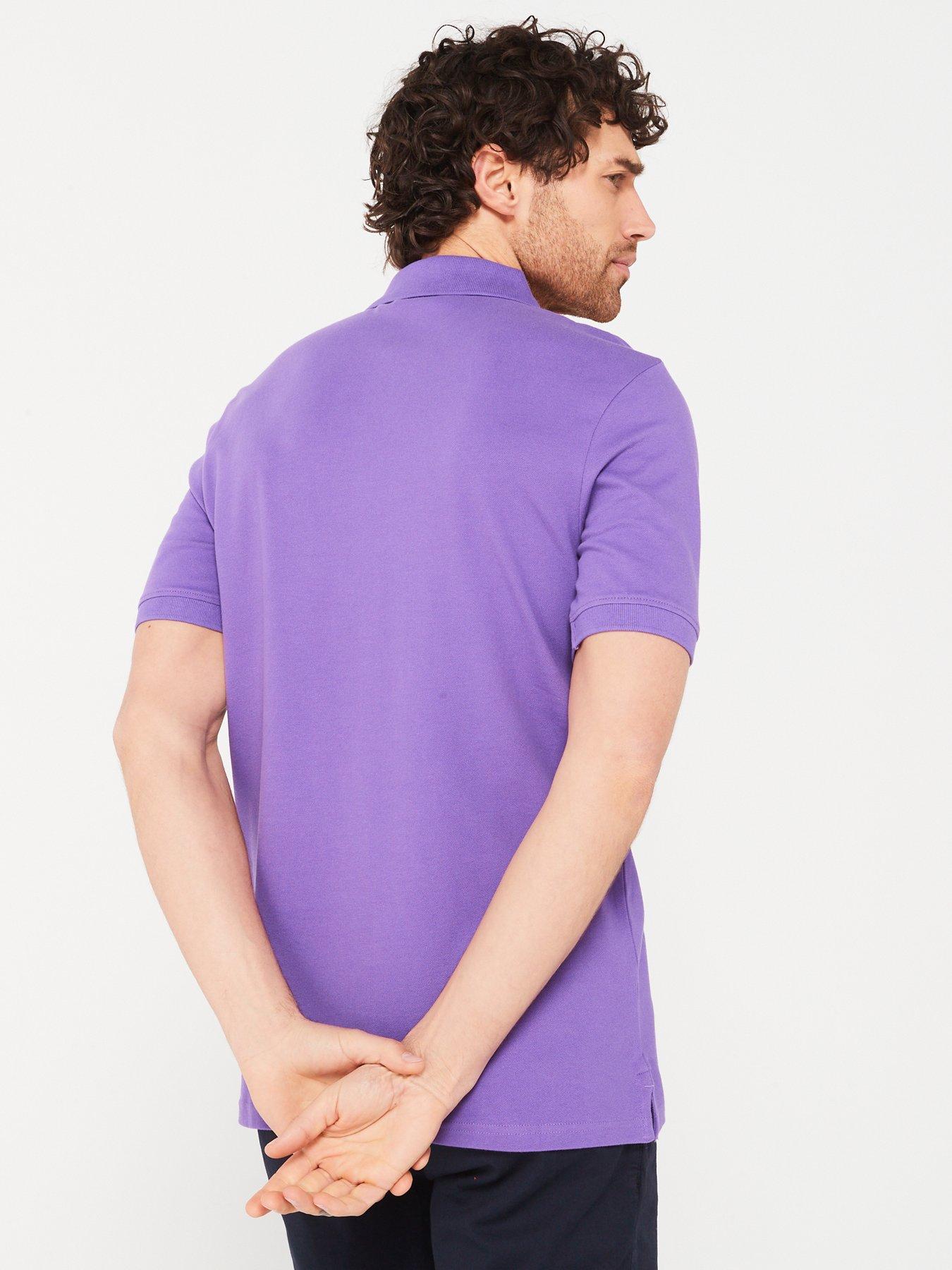 lyle-scott-regular-fit-short-sleeve-plain-polo-shirt-purplestillFront