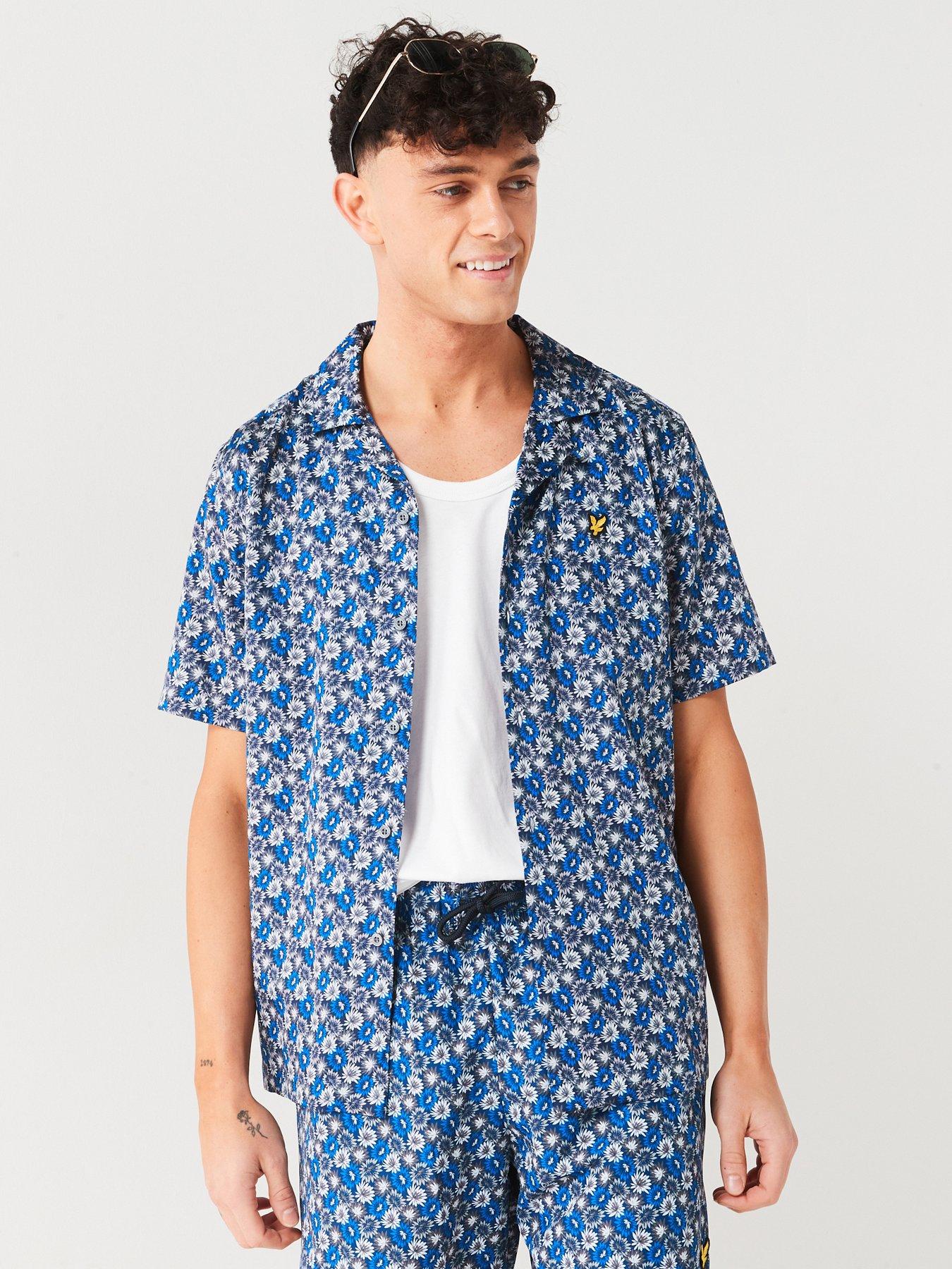 lyle-scott-short-sleeve-floral-print-co-ord-resort-shirt-navy