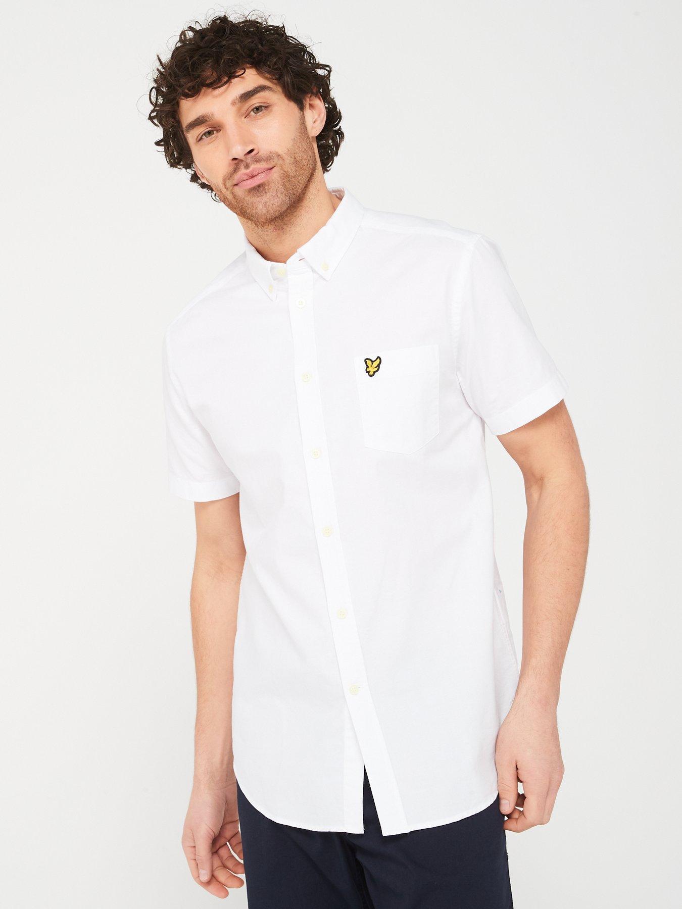 lyle-scott-regular-fit-short-sleeve-oxford-shirt-white