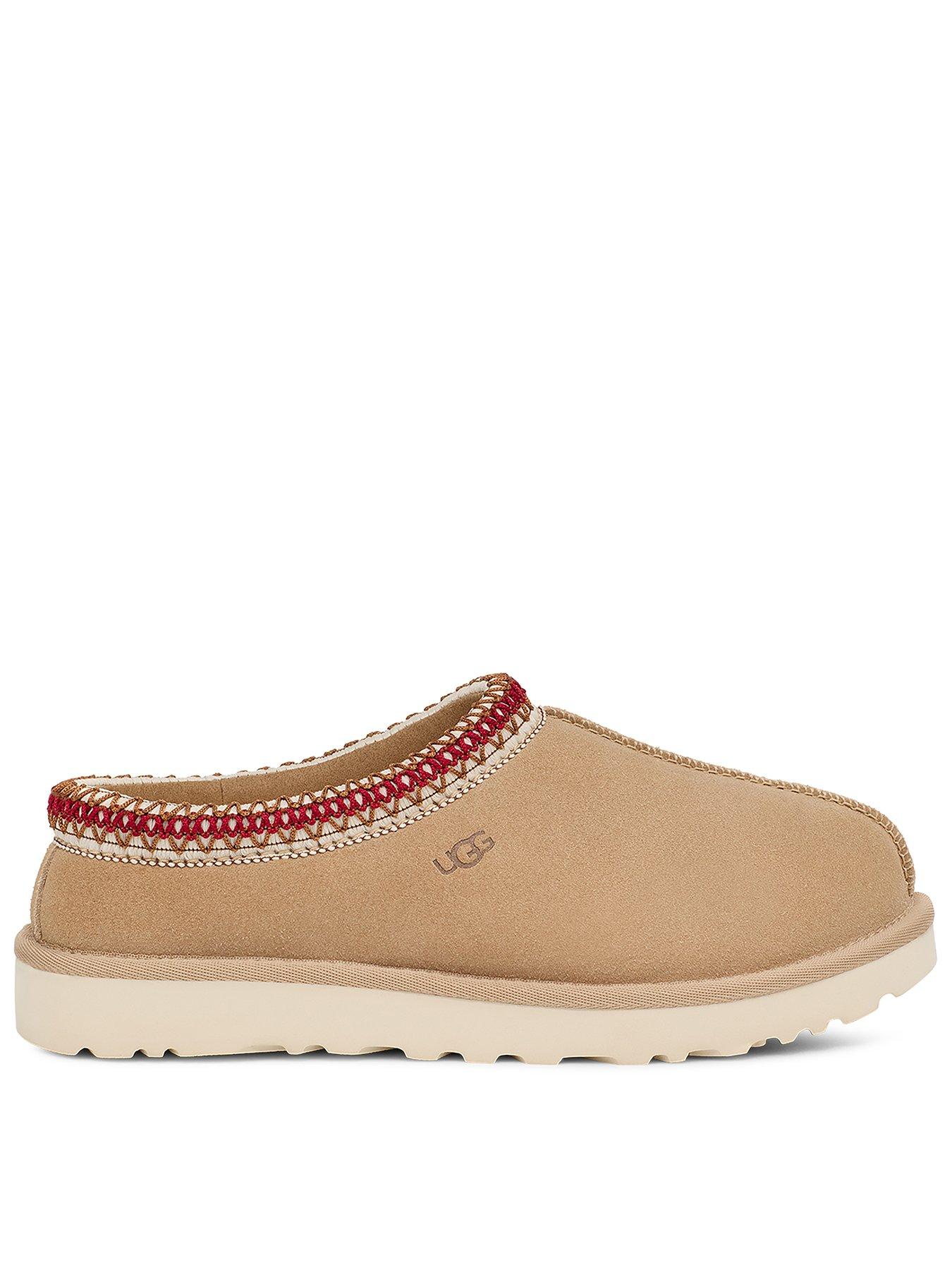 ugg-tasman-sanddark-cherry-slipper-beige