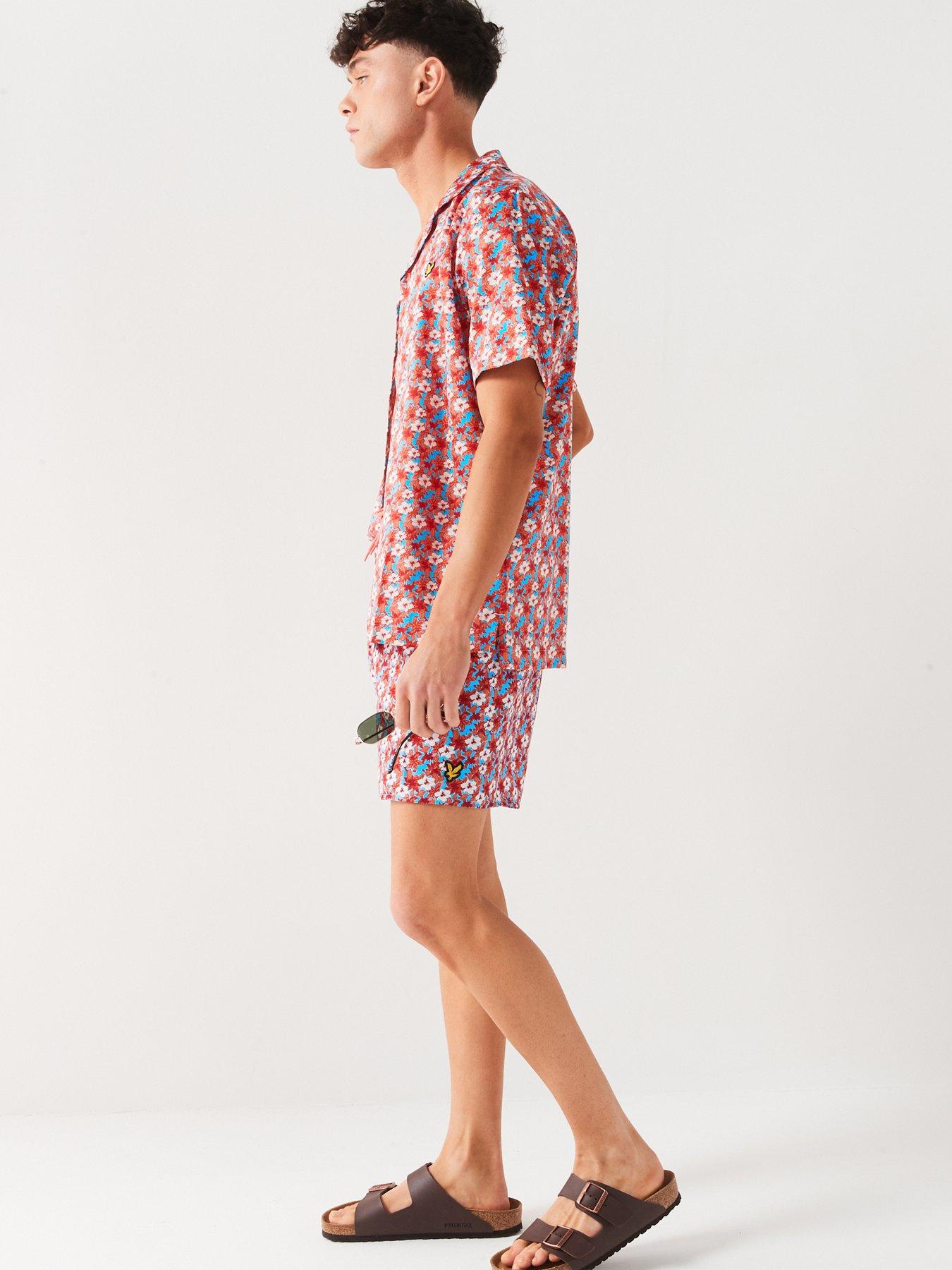 lyle-scott-floral-print-co-ord-resort-swim-shorts-orangedetail