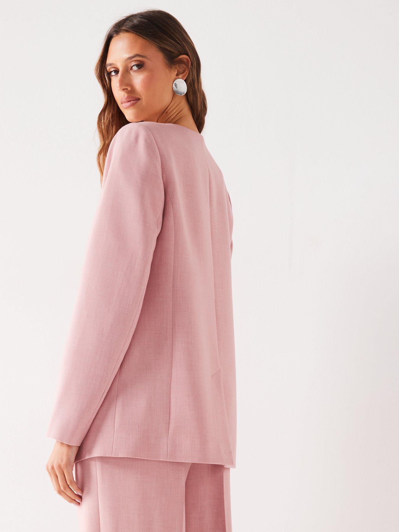 v-by-very-collarless-single-button-blazer-pinkdetail