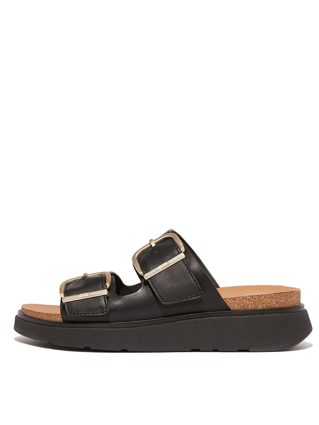 FitFlop Fitflop Gen-ff Buckle Two-bar Leather Slides - Black