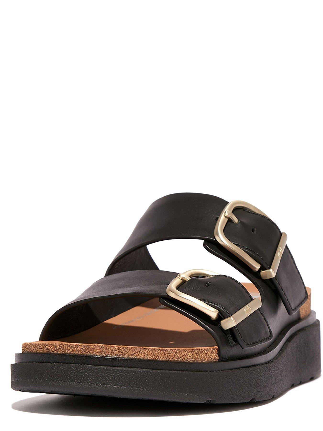 FitFlop Fitflop Gen-ff Buckle Two-bar Leather Slides Black